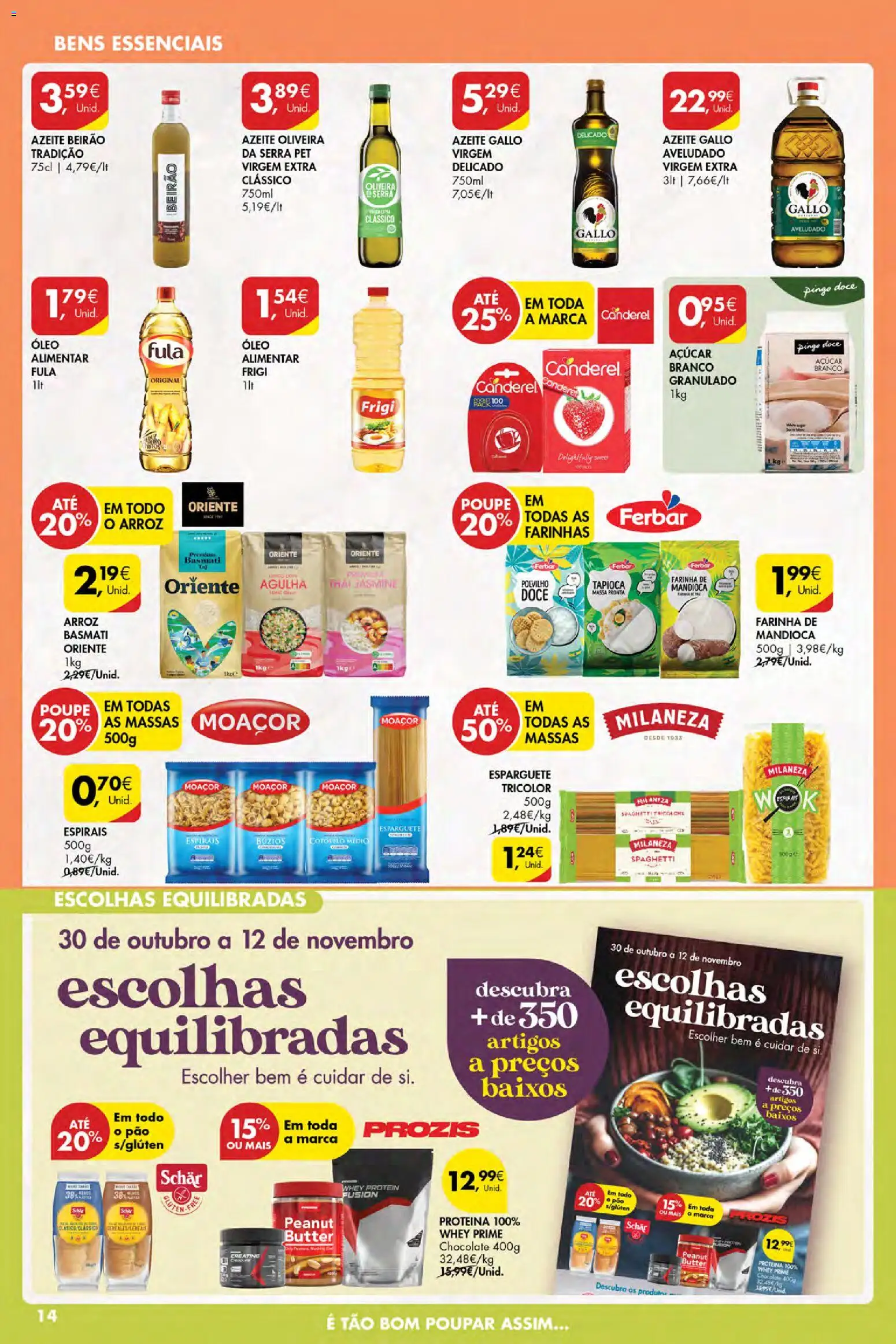 Pingo Doce Poupe Esta Semana Açores │ válido de 30.10.2025 | Página: 14 | Produtos: Arroz basmati, Óleo, Chocolate, Whey protein