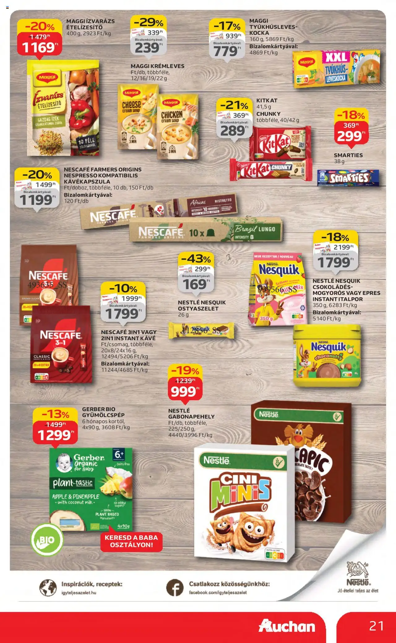 Auchan akciós ujság - amely érvényes a következő dátumtól: 21.08.2025 | Oldal: 21 | Termékek: Nescafé, Kávékapszula, Kávé, Instant kávé