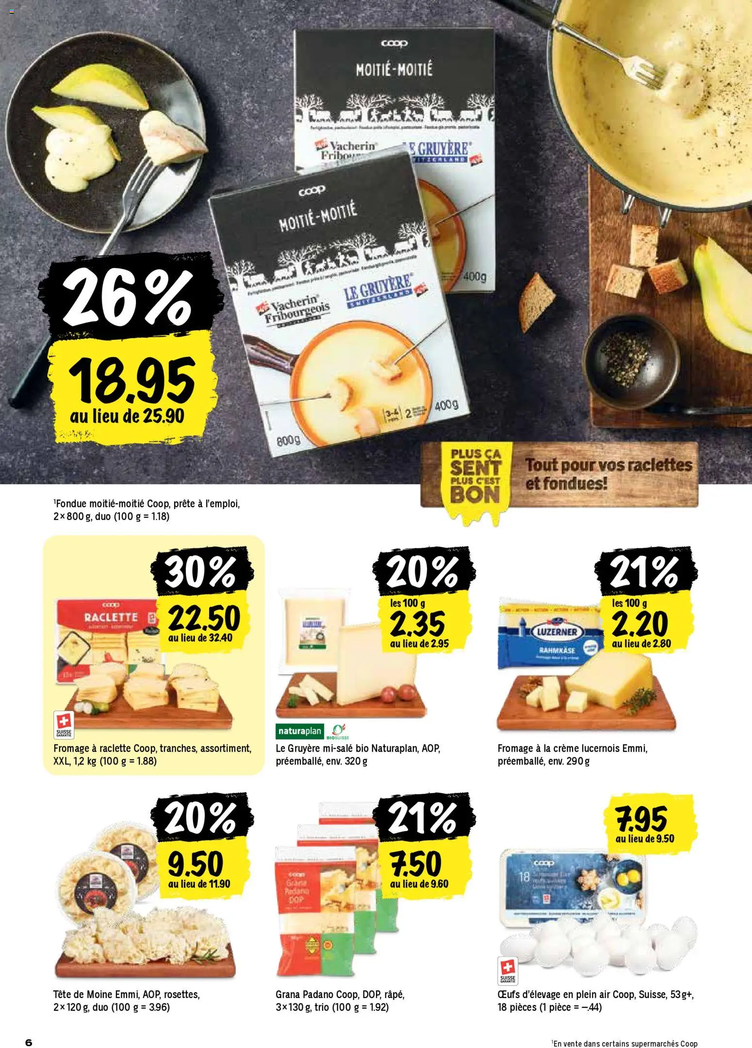 Coop - Les actions de la semaine – gültig ab 20.11.2025 | Seite: 6 | Produkte: Raclette, Fondue, Creme