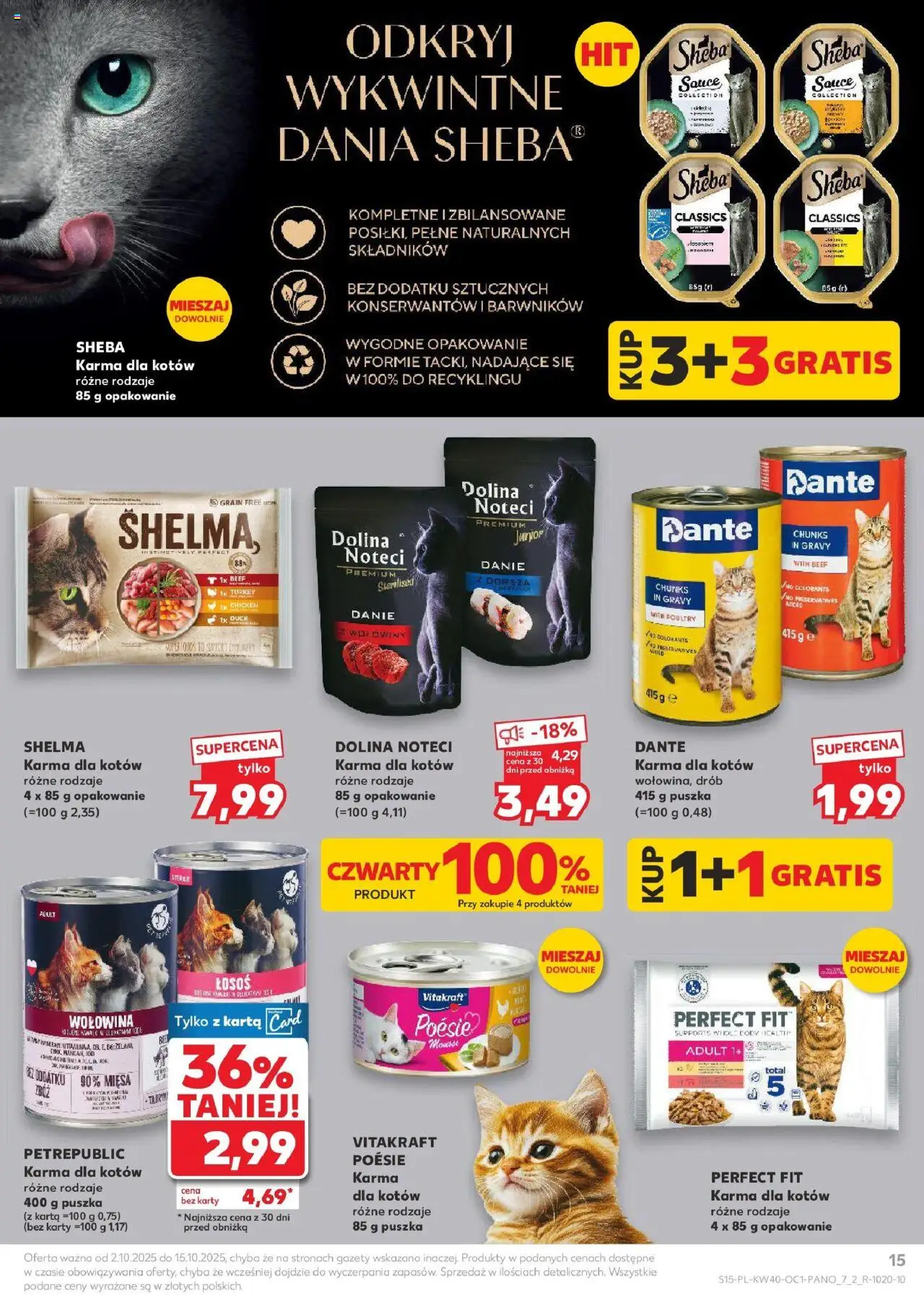 Kaufland gazetka - Zwierzęta od 02.10.2025 | Strona: 15 | Produkty: Karta, Łosoś, Karma dla kotów, Wołowina