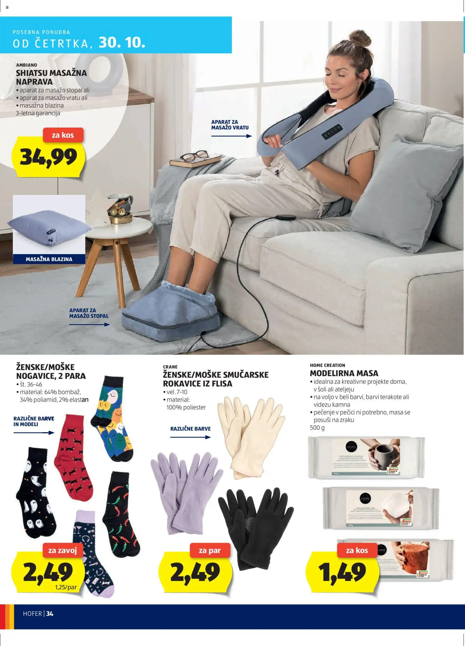Novi Hofer katalog ponudbe – veljaven od 23.10.2025 | Stran: 34 | Izdelki: Blazina, Kos, Rokavice