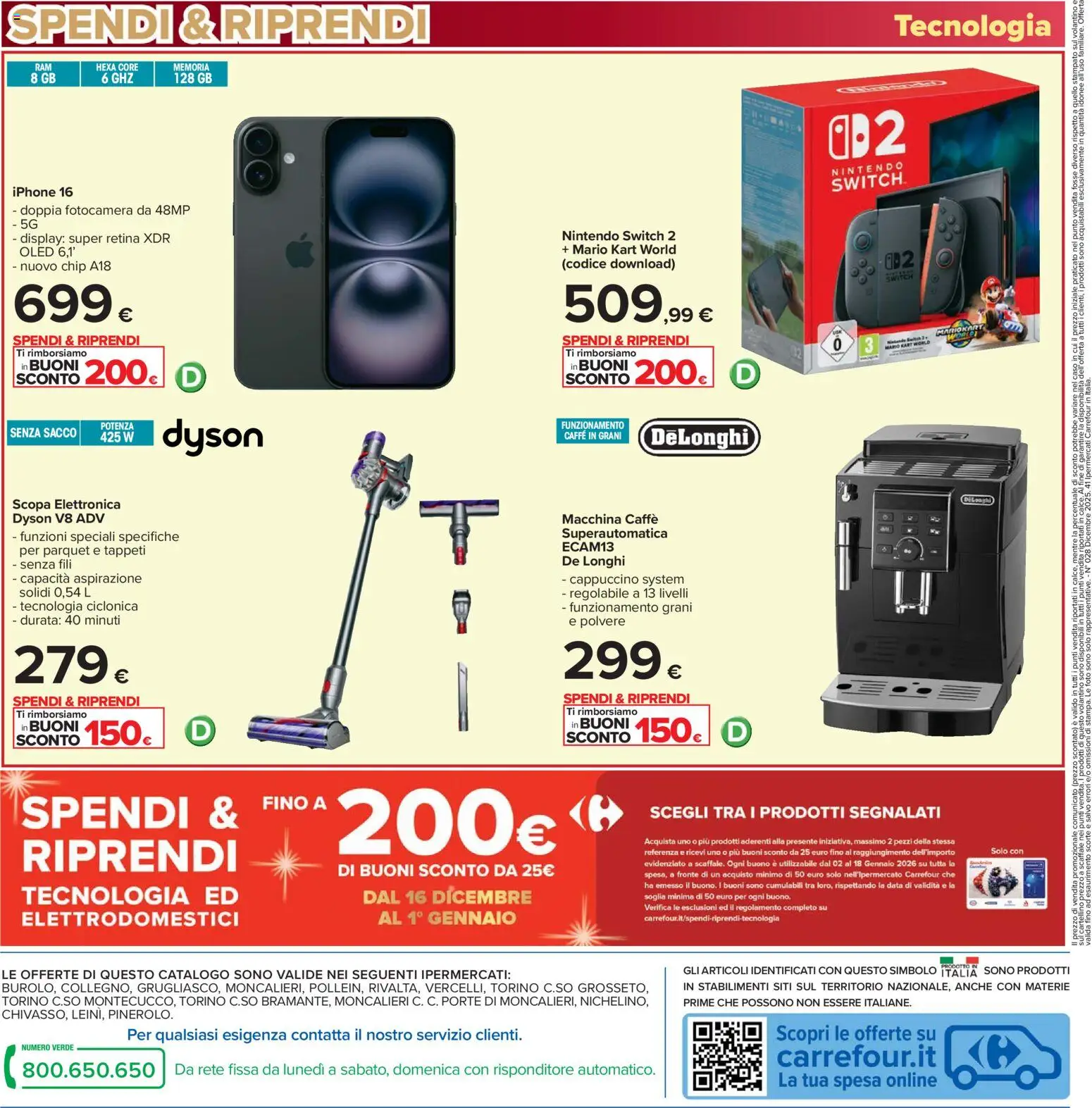 Volantino Carrefour del 16.12.2025 | Pagina: 54 | Prodotti: Iphone, Caffè, Scopa, Caffè in grani
