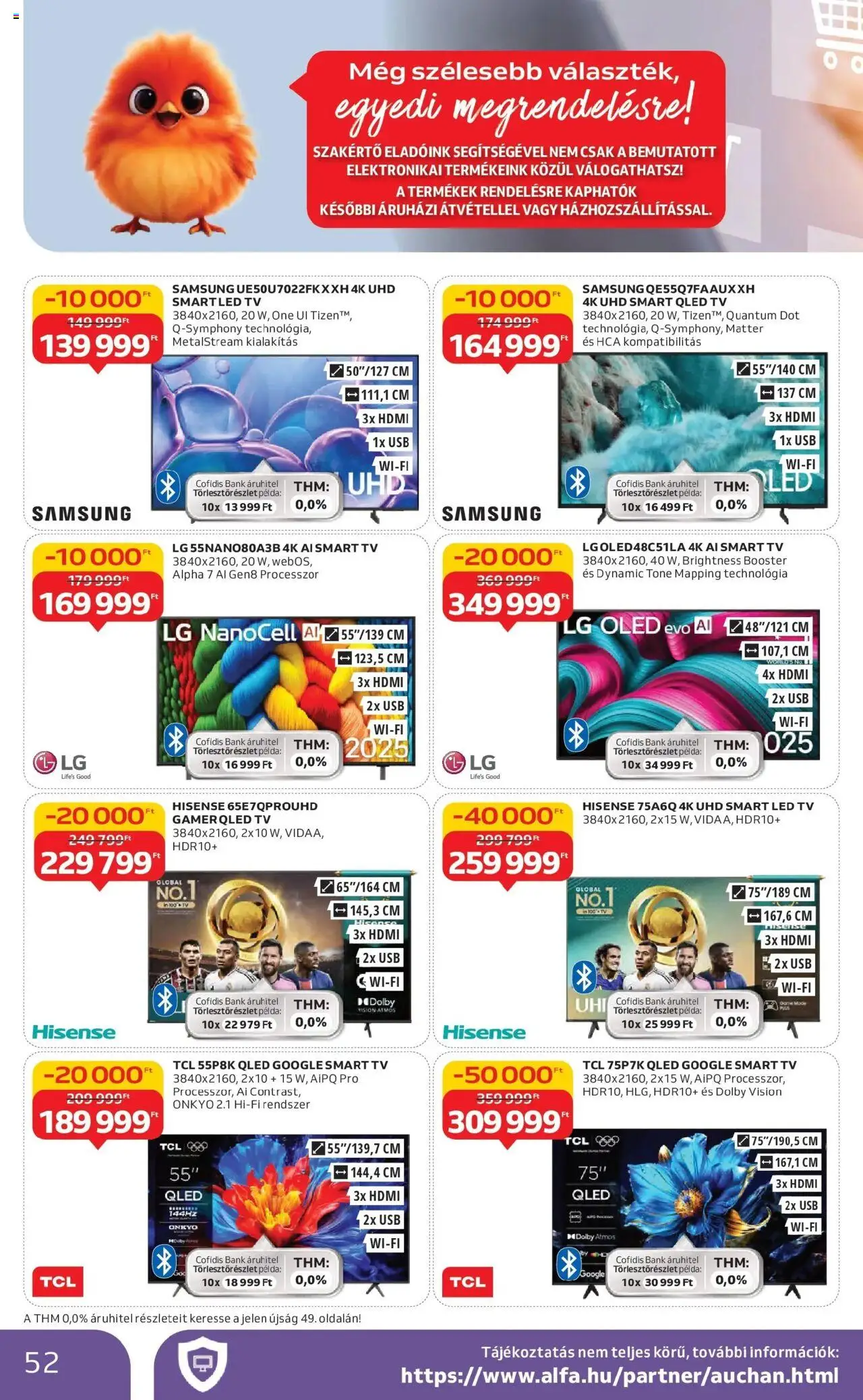 Auchan akciós ujság - amely érvényes a következő dátumtól: 16.10.2025 | Oldal: 52 | Termékek: USB, TV, Smart tv, Samsung