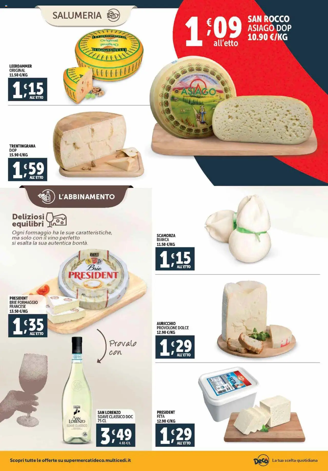 Volantino Decò del 21.08.2025 | Pagina: 2 | Prodotti: Provolone, Formaggio, Vino, Feta