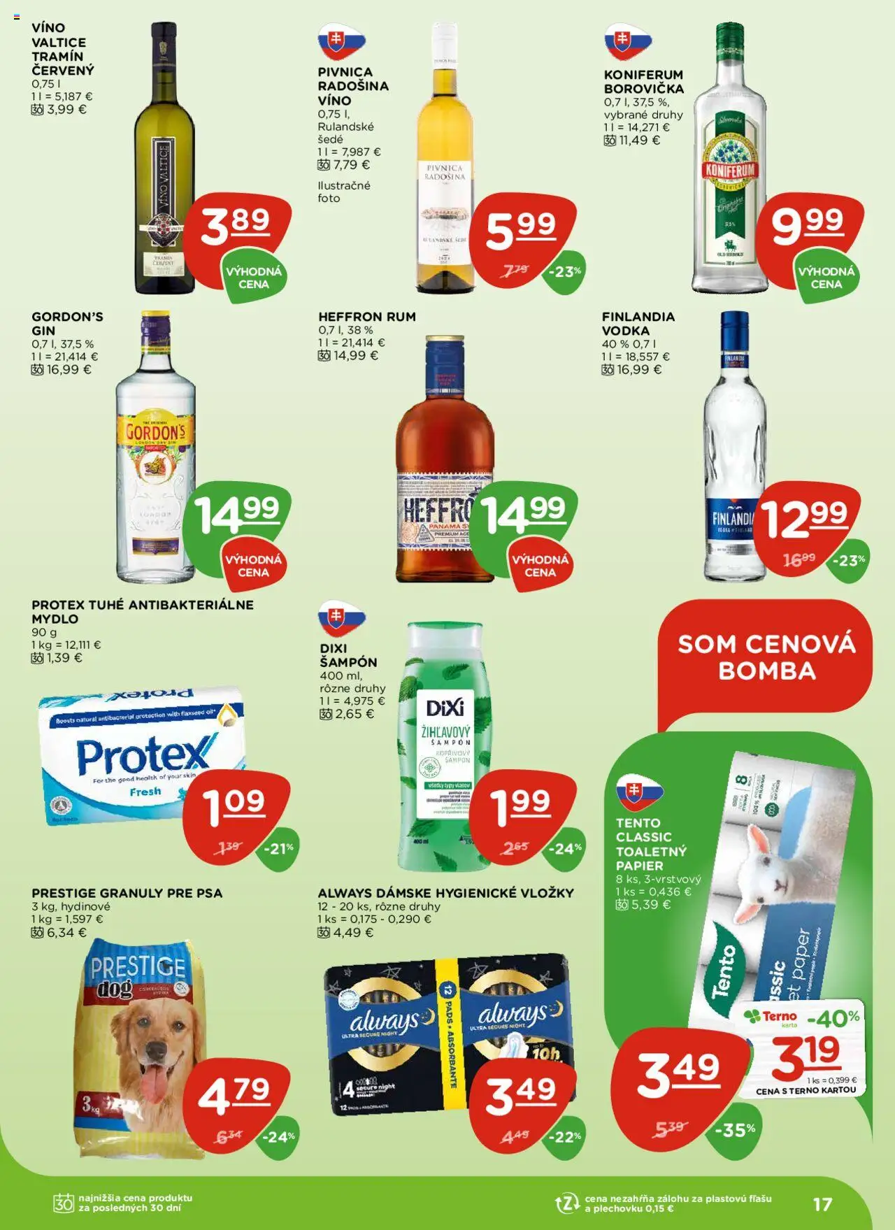Nové Terno akcie – leták je platný od 16.10.2025 | Strana: 17 | Produkty: Víno, Koniferum, Toaletný papier, Mydlo