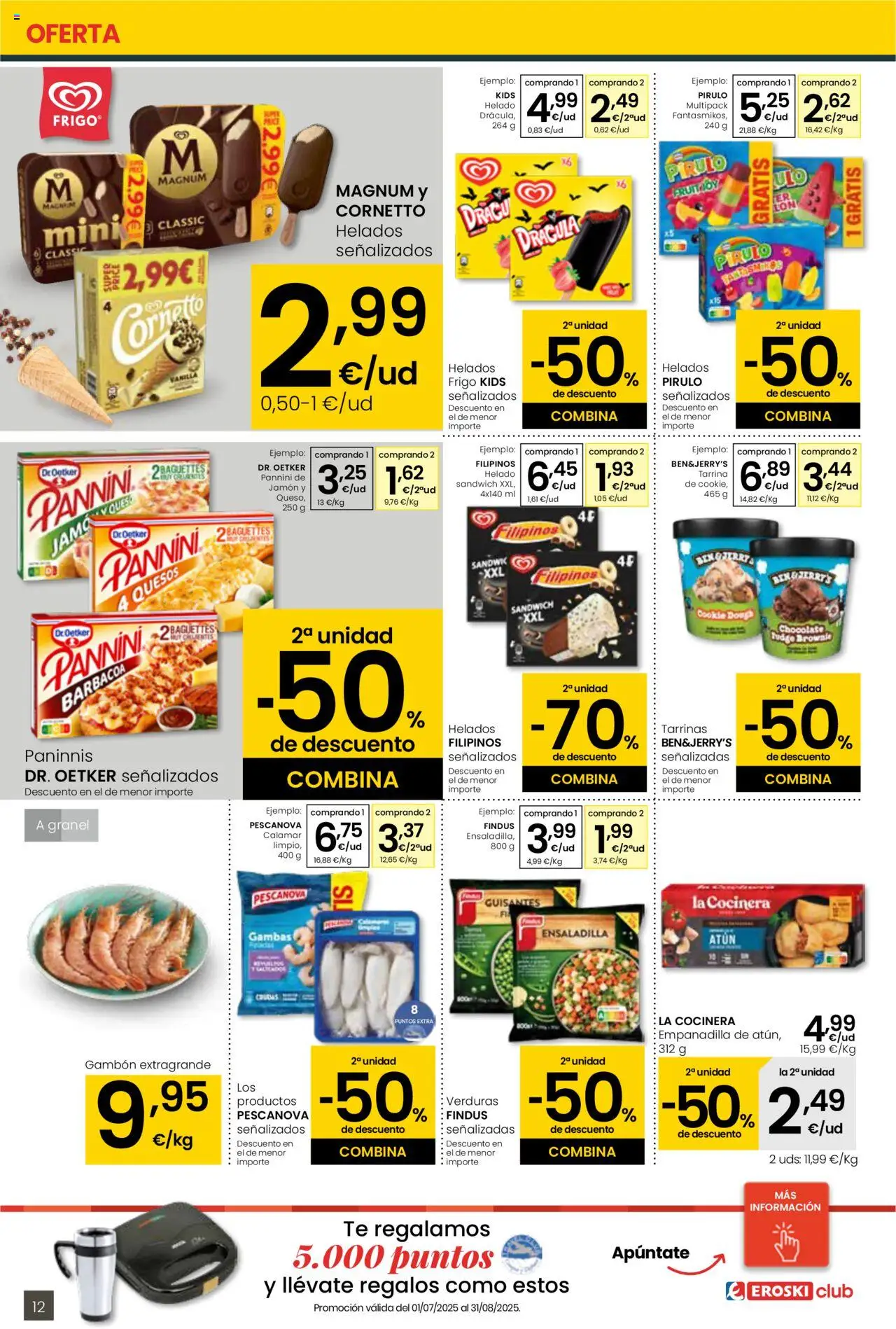 Eroski - Para conquistarte Center │ válido desde el 14.08.2025 | Página: 12 | Productos: Ensaladilla, Chocolate, Helado, Barbacoa