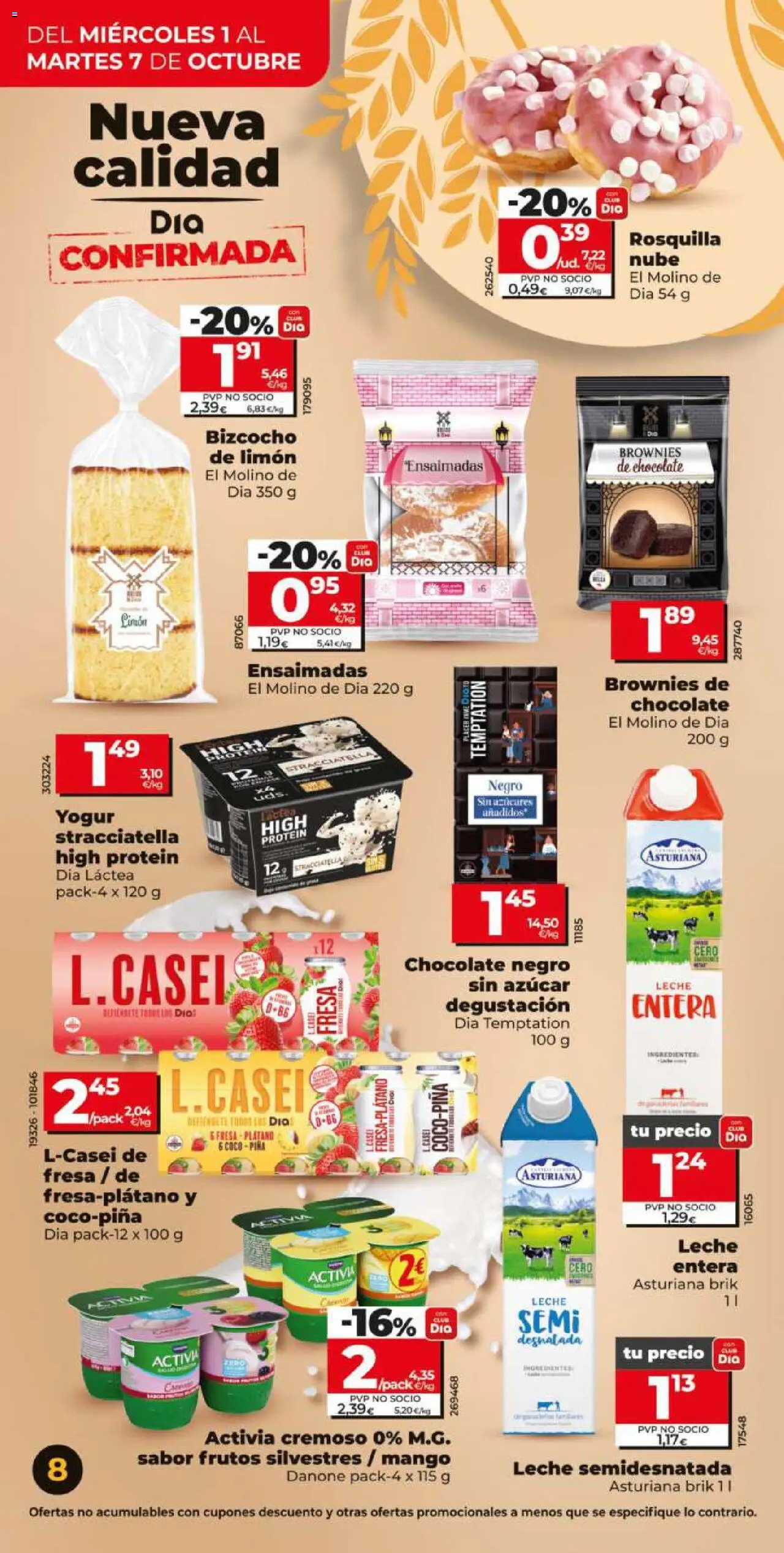 Dia - folleto Market │ válido desde el 01.10.2025 | Página: 8 | Productos: Leche entera, Τυρόπιτα, Piña, Bizcocho