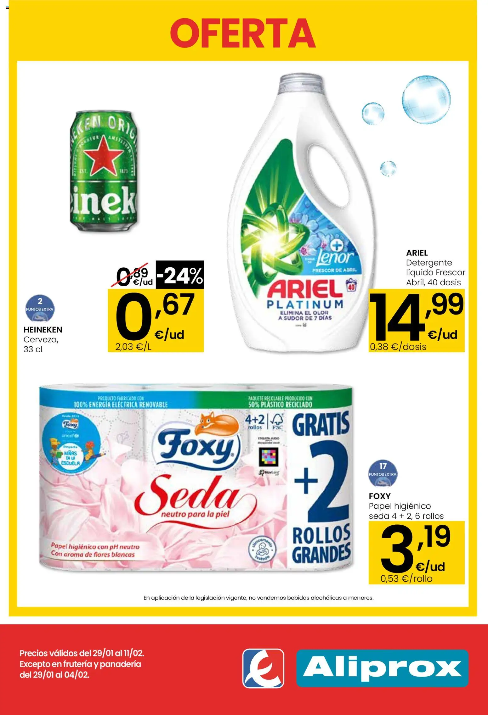 Eroski - Aliprox │ válido desde el 29.01.2026 | Página: 1 | Productos: Detergente, Papel higienico, Panadería, Σπανάκι