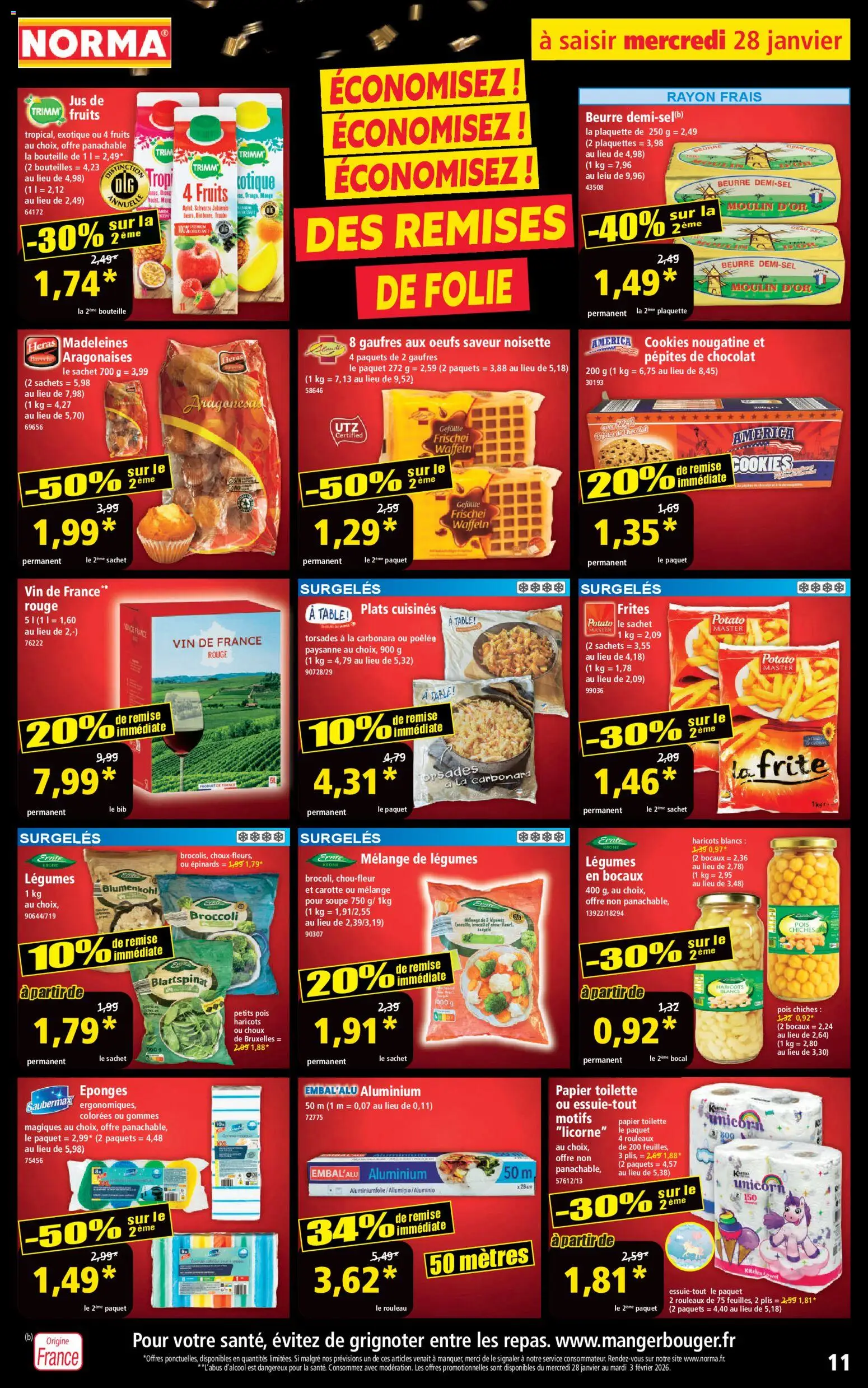 {H1} | Page: 11 | Produits: Papier toilette, Pois, Beurre, Vin