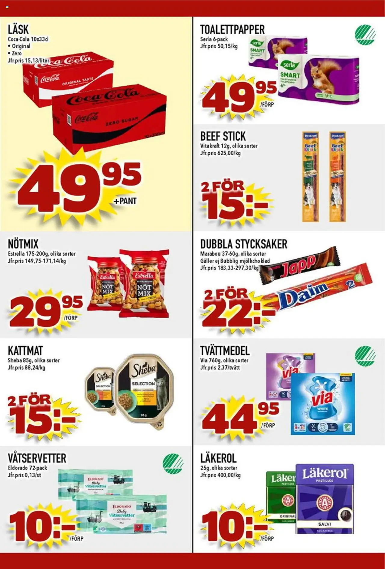 Nya Pulsen reklamblad aktuell från 18.08.2025 | Sida: 19 | Produkter: Tvättmedel, Toalettpapper, Galler, Coca cola