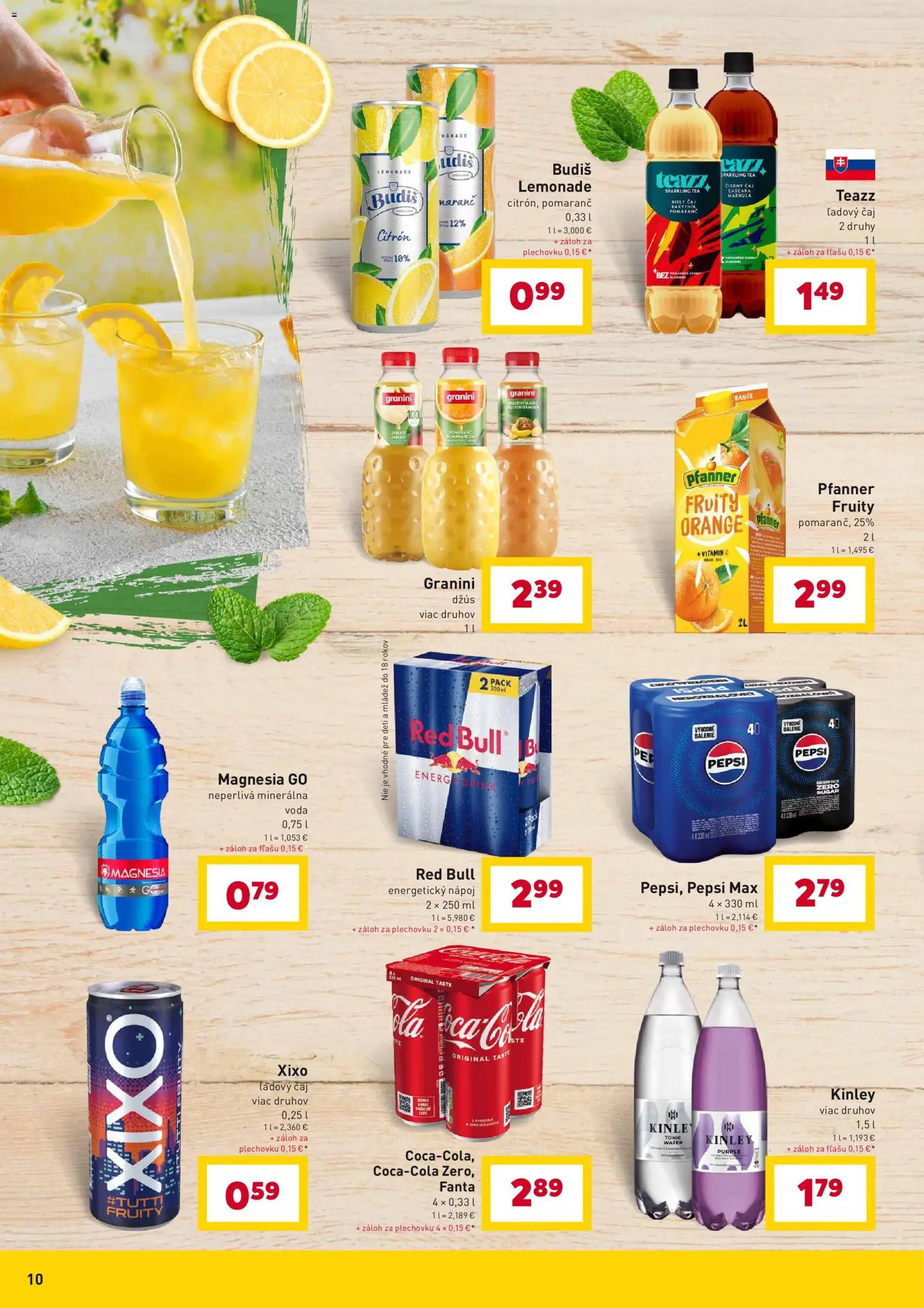 Nové Billa akcie – leták je platný od 07.04.2026 | Strana: 10 | Produkty: Red Bull, Magnesia, Voda, Energetický nápoj