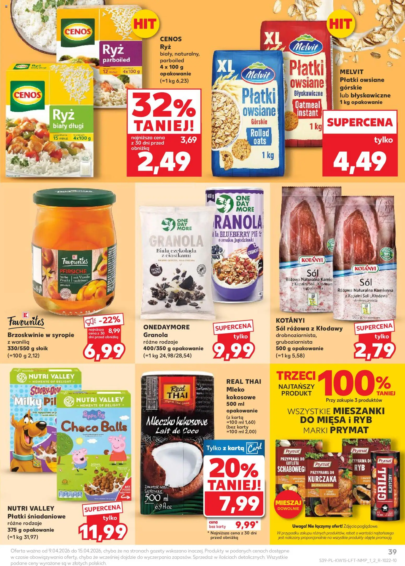 Kaufland Polsko leták od 09.04.2026 | Strana: 39 | Produkty: Granola, Mléko, Karty