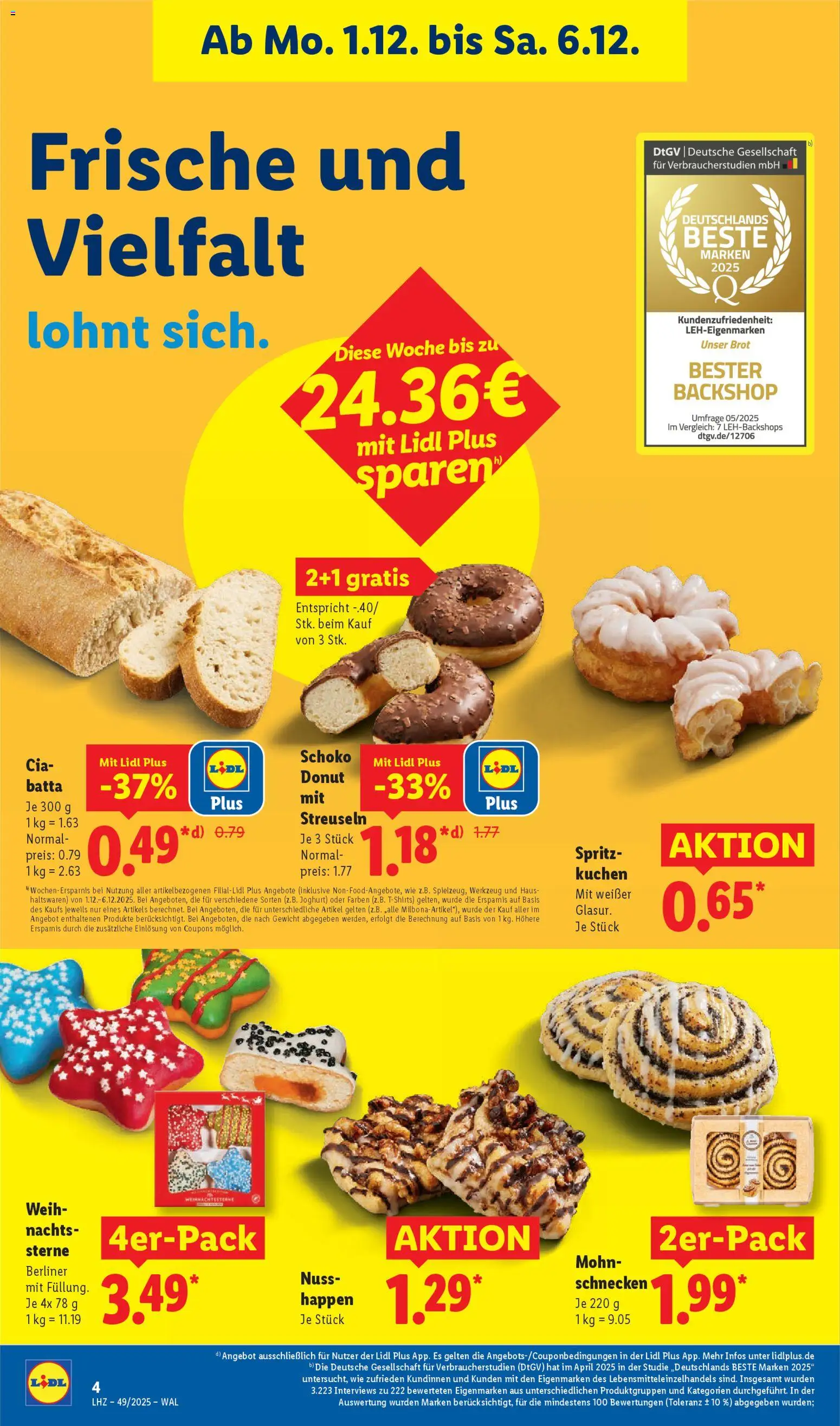 Lidl Prospekt Kornwestheim – gültig ab 01.12.2025 | Seite: 10 | Produkte: Berliner, Joghurt, Brot, Kuchen