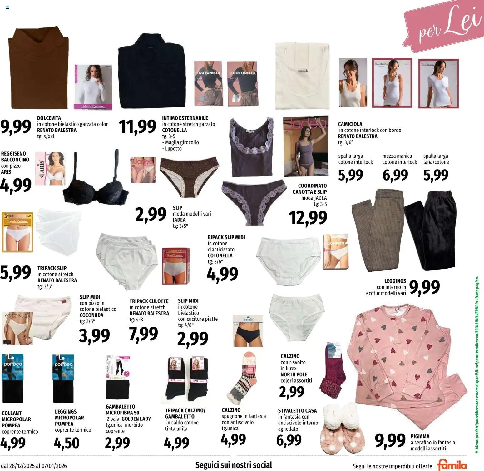 Volantino Famila del 28.12.2025 | Pagina: 27 | Prodotti: Canotta, Leggings, Slip, Collant
