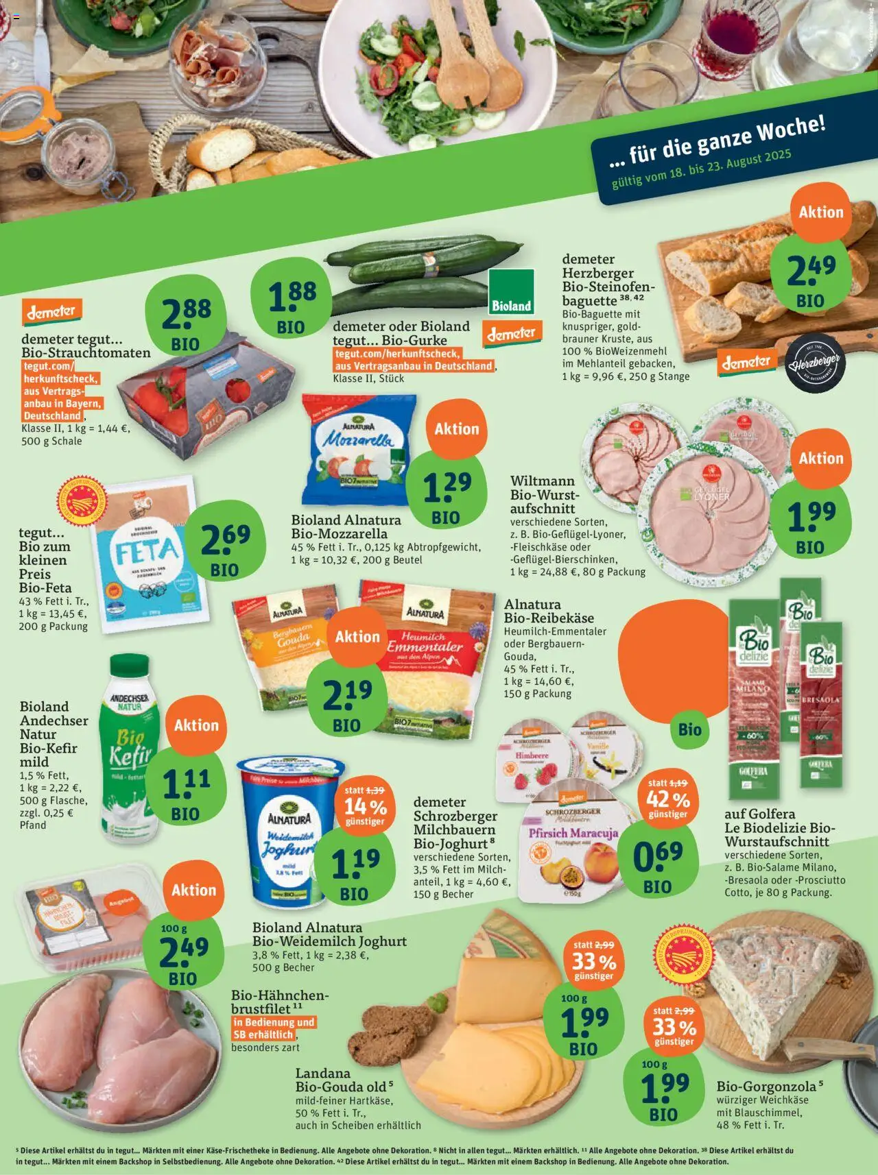 Tegut Prospekt - gültig ab dem 21.08.2025 | Seite: 2 | Produkte: Feta, Joghurt, Gouda, Himbeere