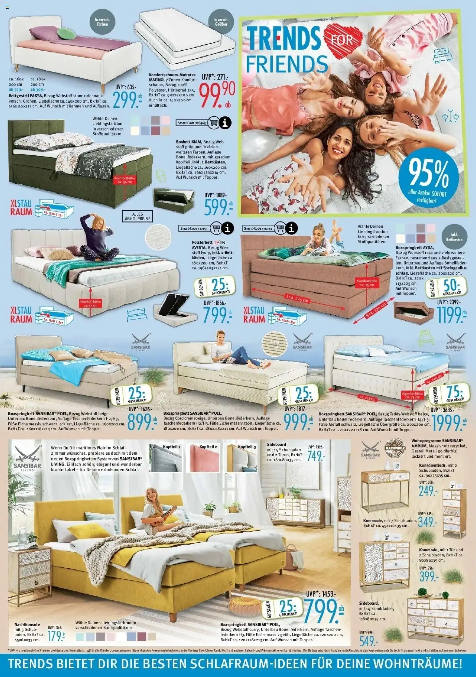 Trends - Ostermann Trends: Neue Möbel wirken Wunder. – gültig ab 09.01.2025 | Seite: 4 | Produkte: Sideboard, Bett, Boxspringbett, Tür