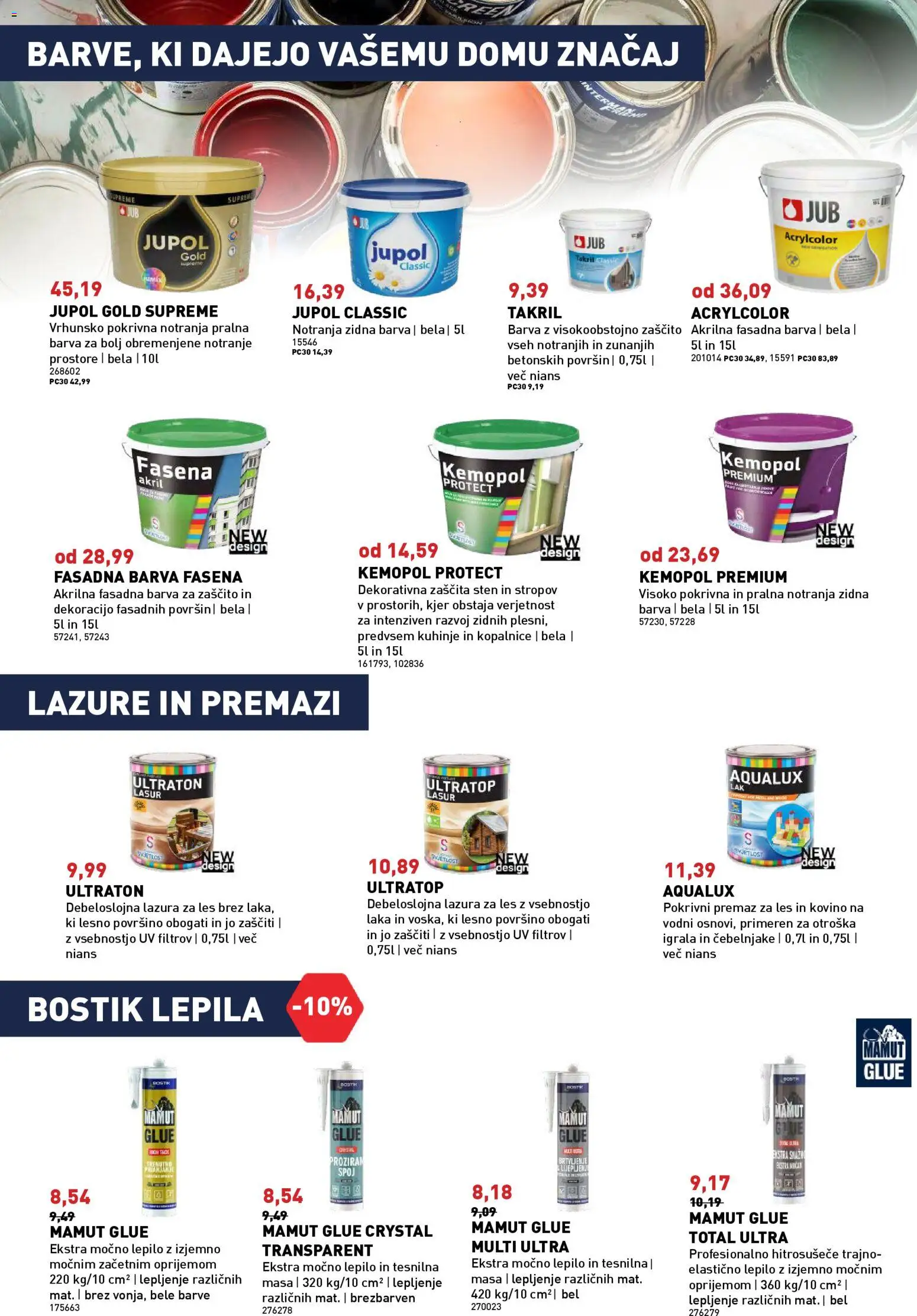 Novi Inpos katalog ponudbe – veljaven od 09.04.2026 | Stran: 18 | Izdelki: Lepilo, Barva