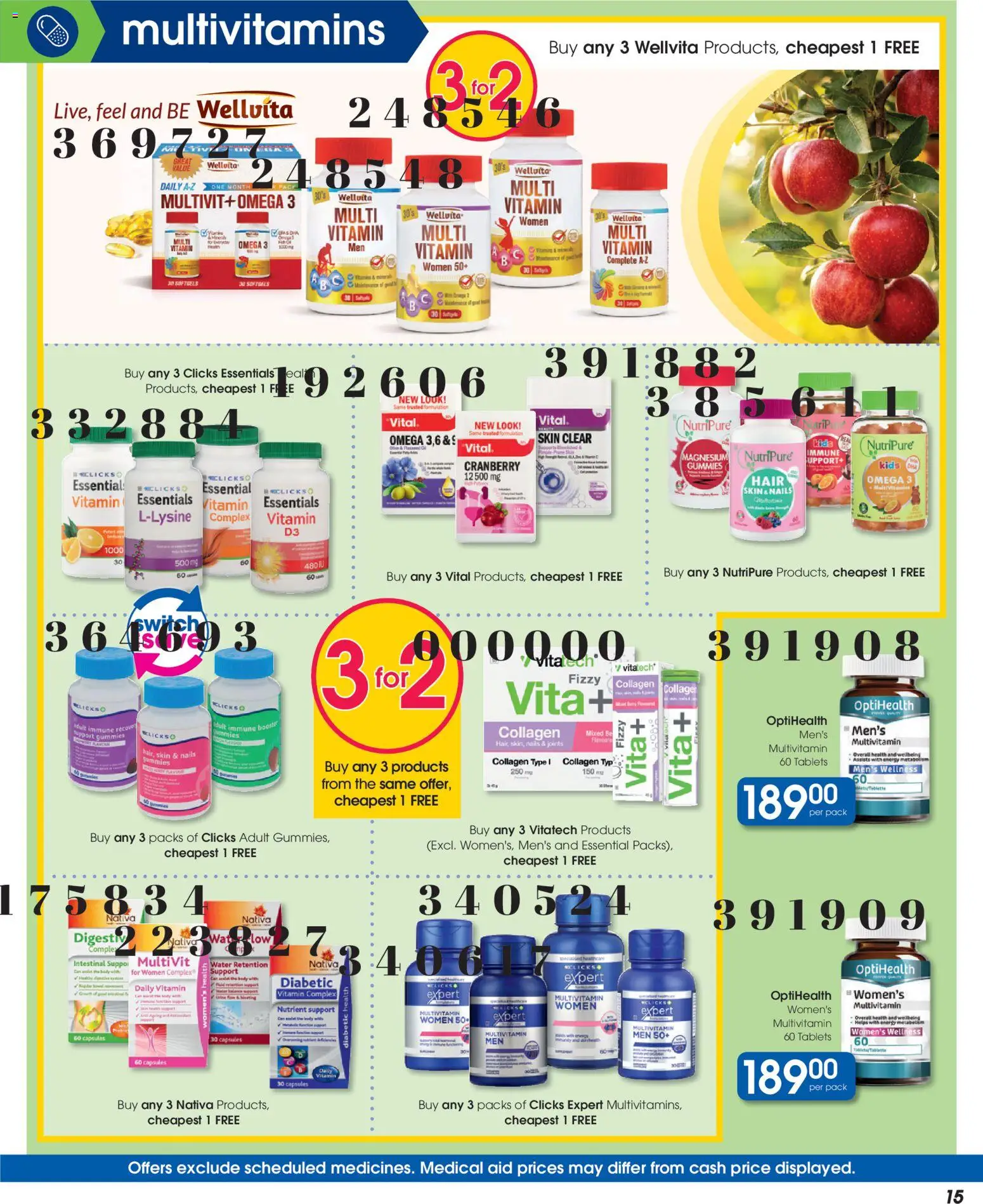 New Clicks catalogue – valid from 23.04.2026 | Page: 15 | Products: Vitamins, Multivitamins, Water