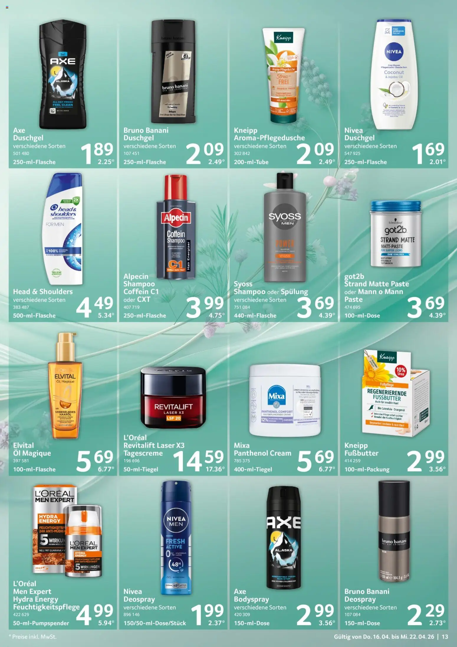 Selgros Prospekt 	 – gültig ab 16.04.2026 | Seite: 13 | Produkte: Öl, Head & shoulders, Spülung, Tagescreme