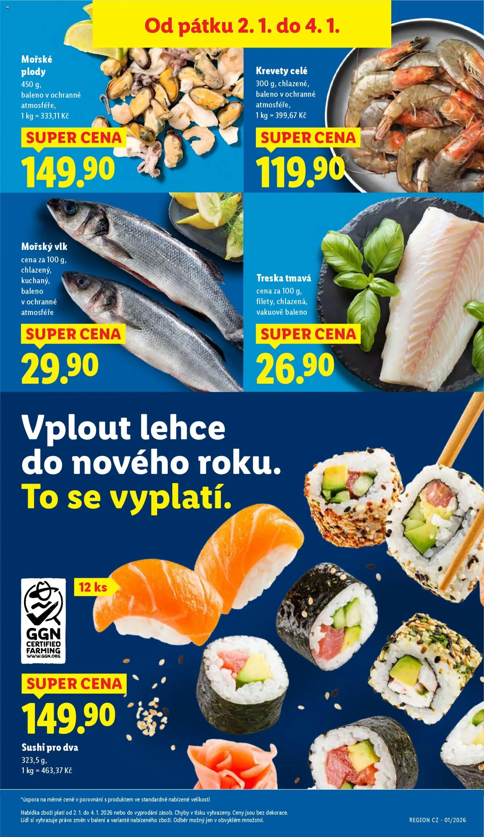 Lidl leták od 02.01.2026 | Strana: 11 | Produkty: Treska, Sushi, Krevety