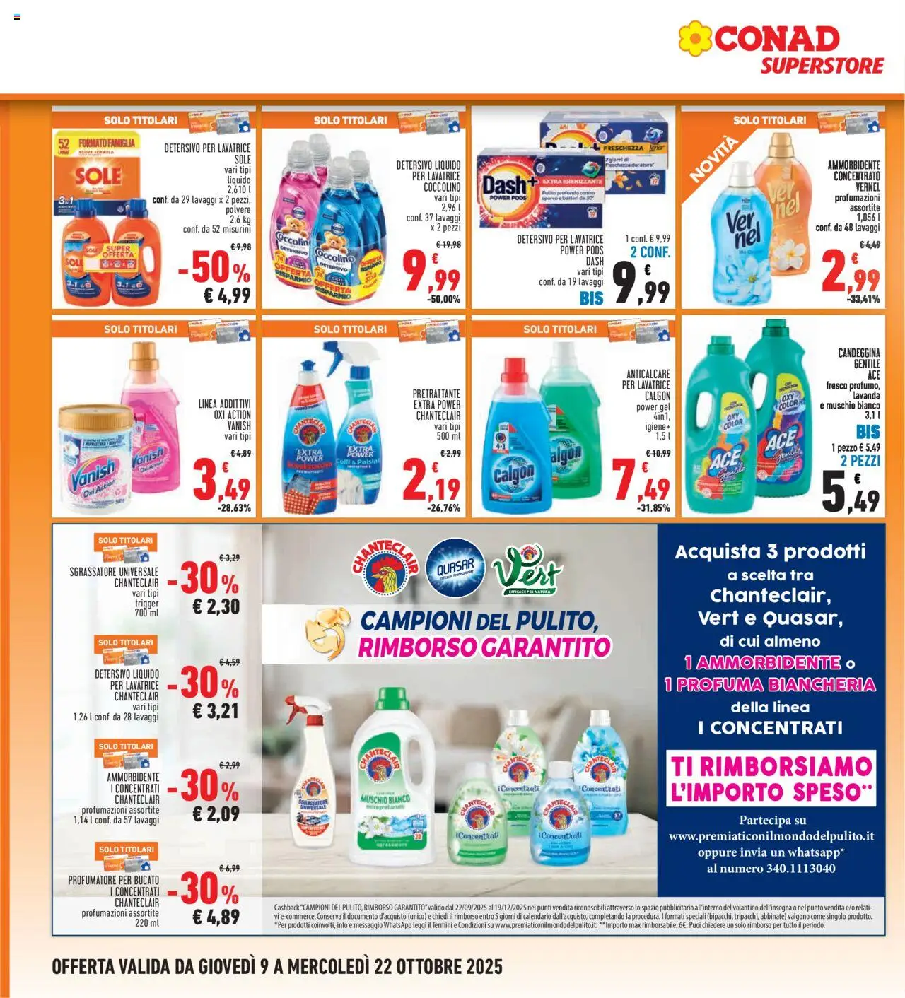 Volantino Conad del 09.10.2025 | Pagina: 24 | Prodotti: Ammorbidente, Candeggina, Lavatrice, Lavanda