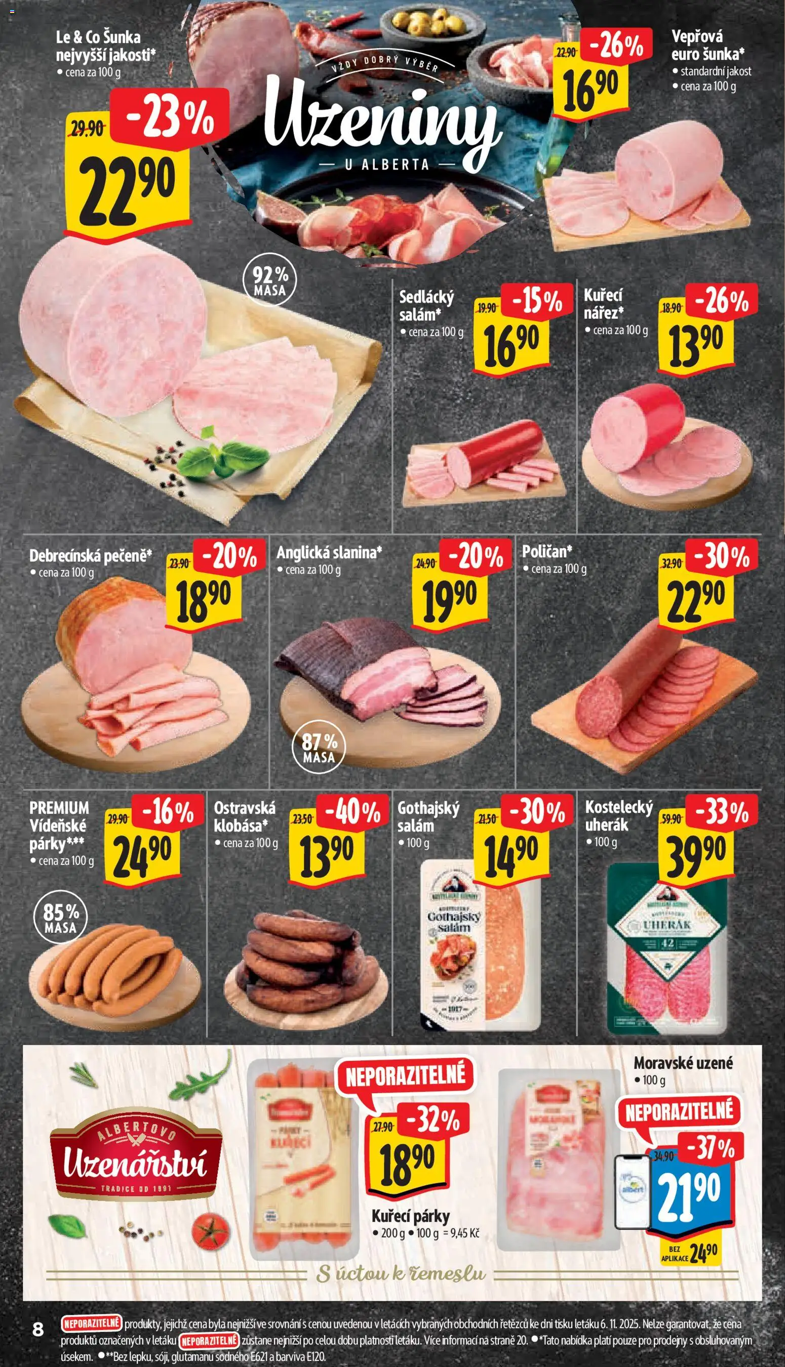 Albert Black Friday od 12.11.2025 | Strana: 17 | Produkty: Uherák, Salám, Uzeniny, Moravské uzené