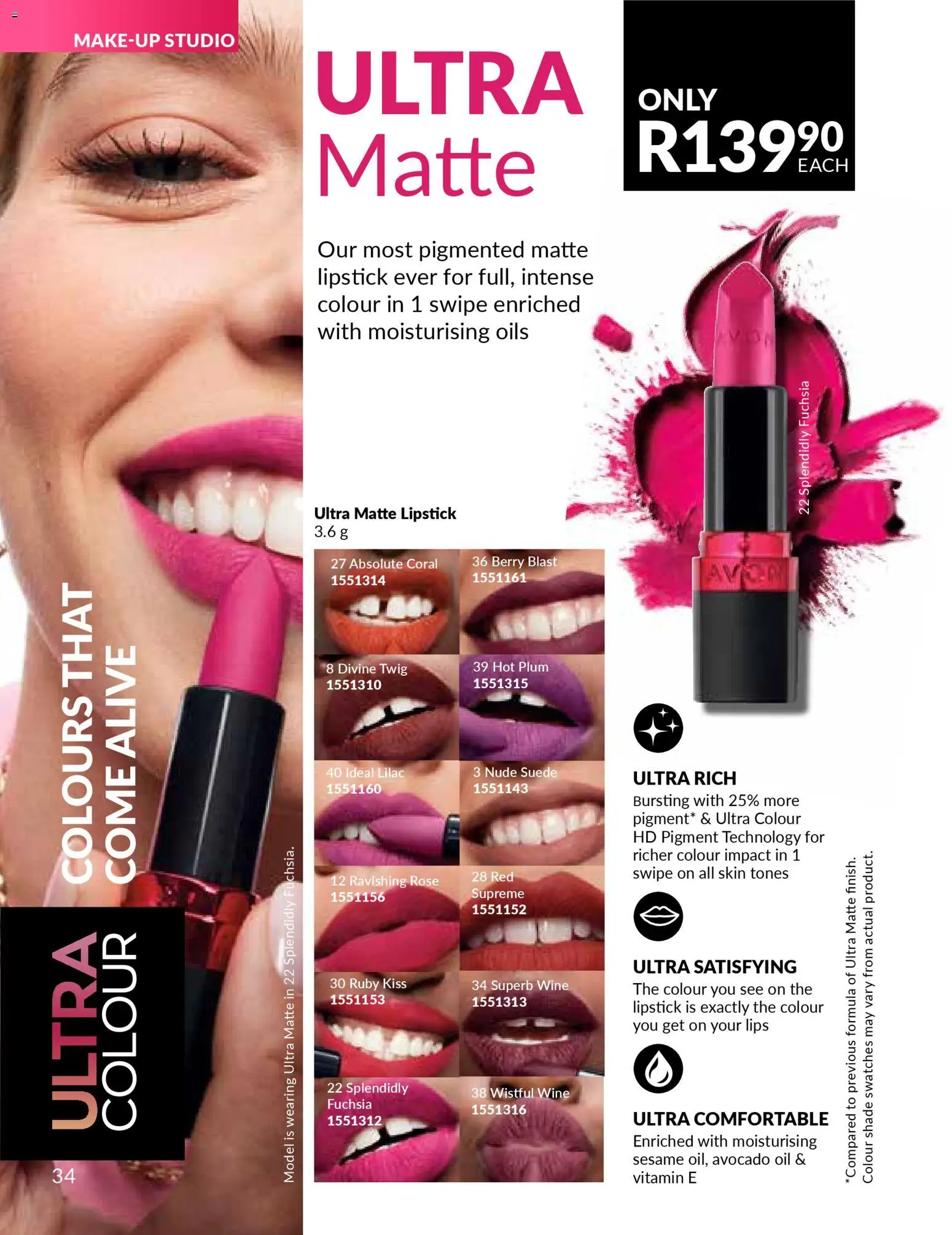 New Avon catalogue – valid from 31.01.2026 | Page: 34 | Products: Oil, Wine, Lipstick