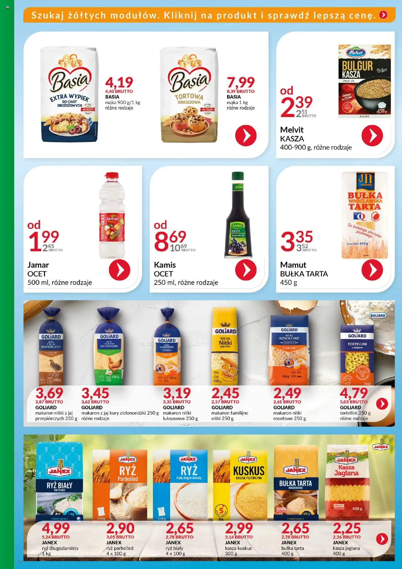 Eurocash Gazetka - Katalog Artykułów Spożywczych od 27.07.2025 | Strona: 21 | Produkty: Kasza, Bułka tarta, Makaron, Kasza jaglana
