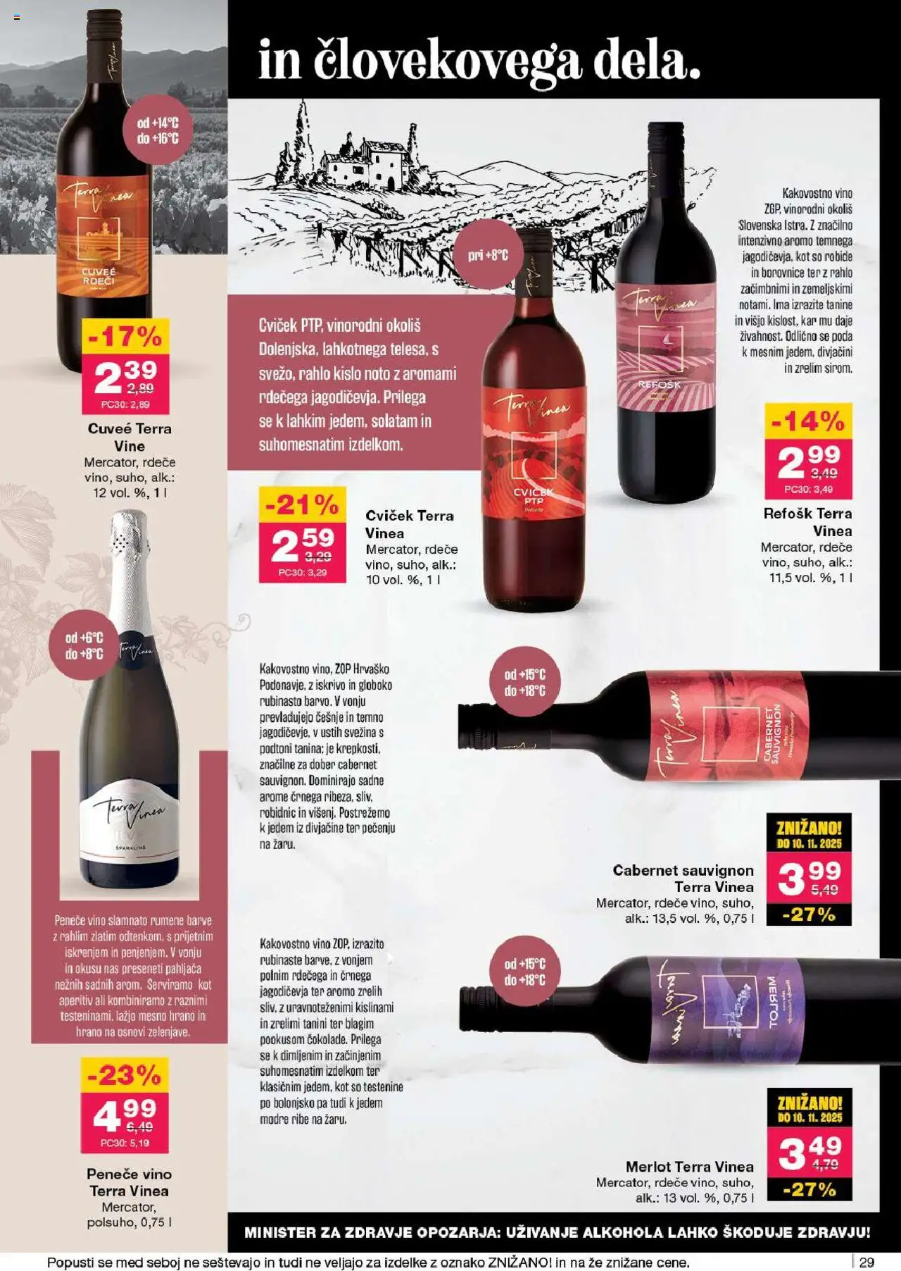 Novi Mercator katalog ponudbe – veljaven od 18.09.2025 | Stran: 29 | Izdelki: Vino, Borovnice, Ribe, Testenine
