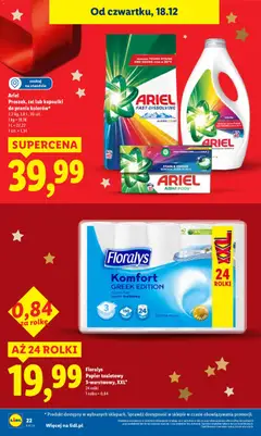 Pogląd oferty "Lidl Gazetka" - ważna od 18.12.2025 | Strona: 22 | Produkty: Papier toaletowy, Rolki, Kapsułki do prania, Detergent
