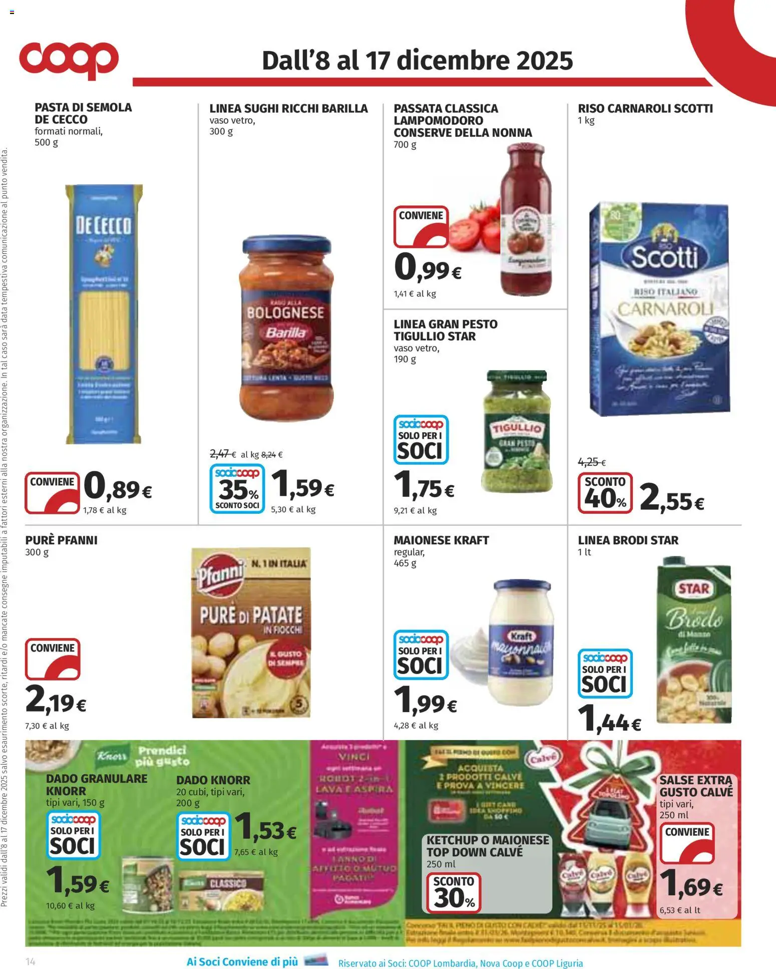 Volantino COOP del 08.12.2025 | Pagina: 14 | Prodotti: Riso Carnaroli, Patate, Top, Vaso