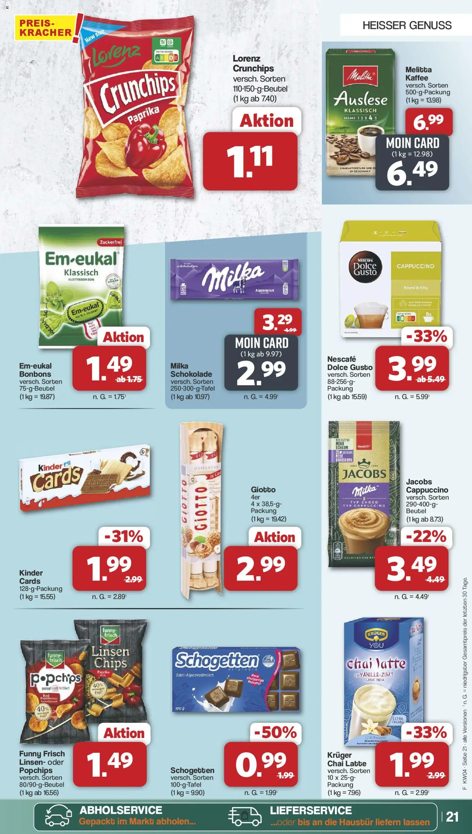 Famila Nordwest Prospekt 	 – gültig ab 19.01.2026 | Seite: 21 | Produkte: Melitta, Schokolade, Milka, Chips