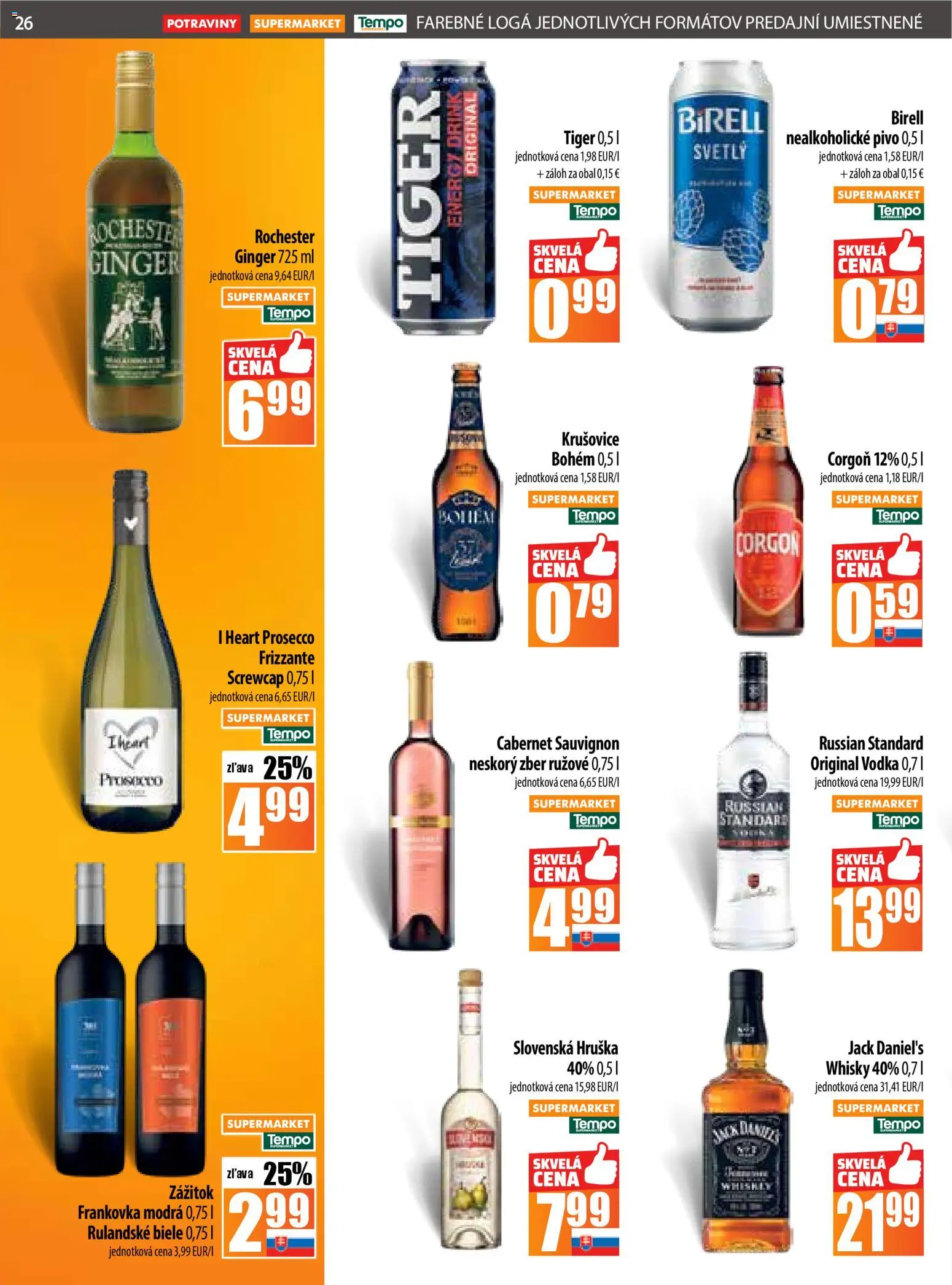 Nové COOP Jednota akcie – leták je platný od 20.11.2025 | Strana: 26 | Produkty: Prosecco, Corgoň, Whisky, Jack Daniel's