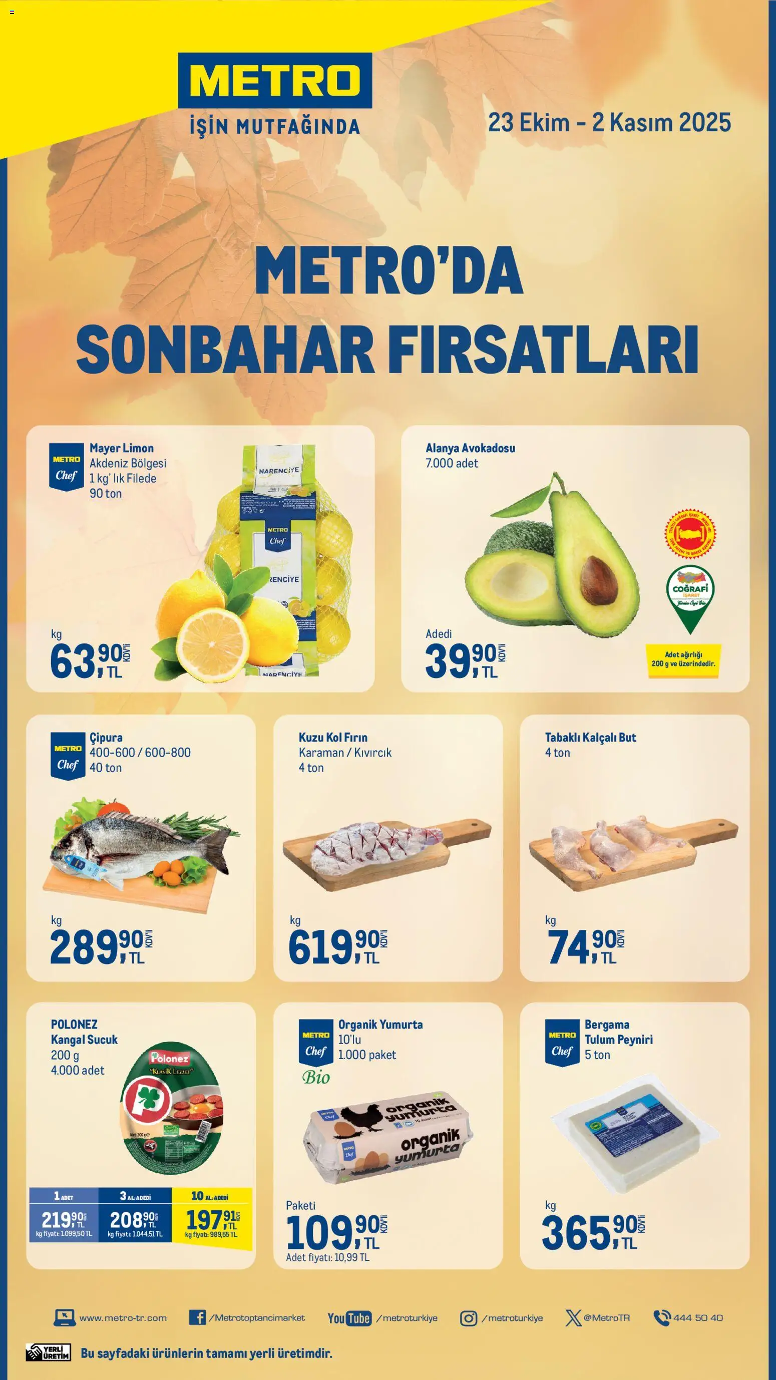 Metro - Metro'da Sonbahar Fırsatları - 23.10.2025 tarihinden itibaren geçerlidir | Sayfa: 1 | Ürünler: Tulum, Limon, Çipura, Sucuk