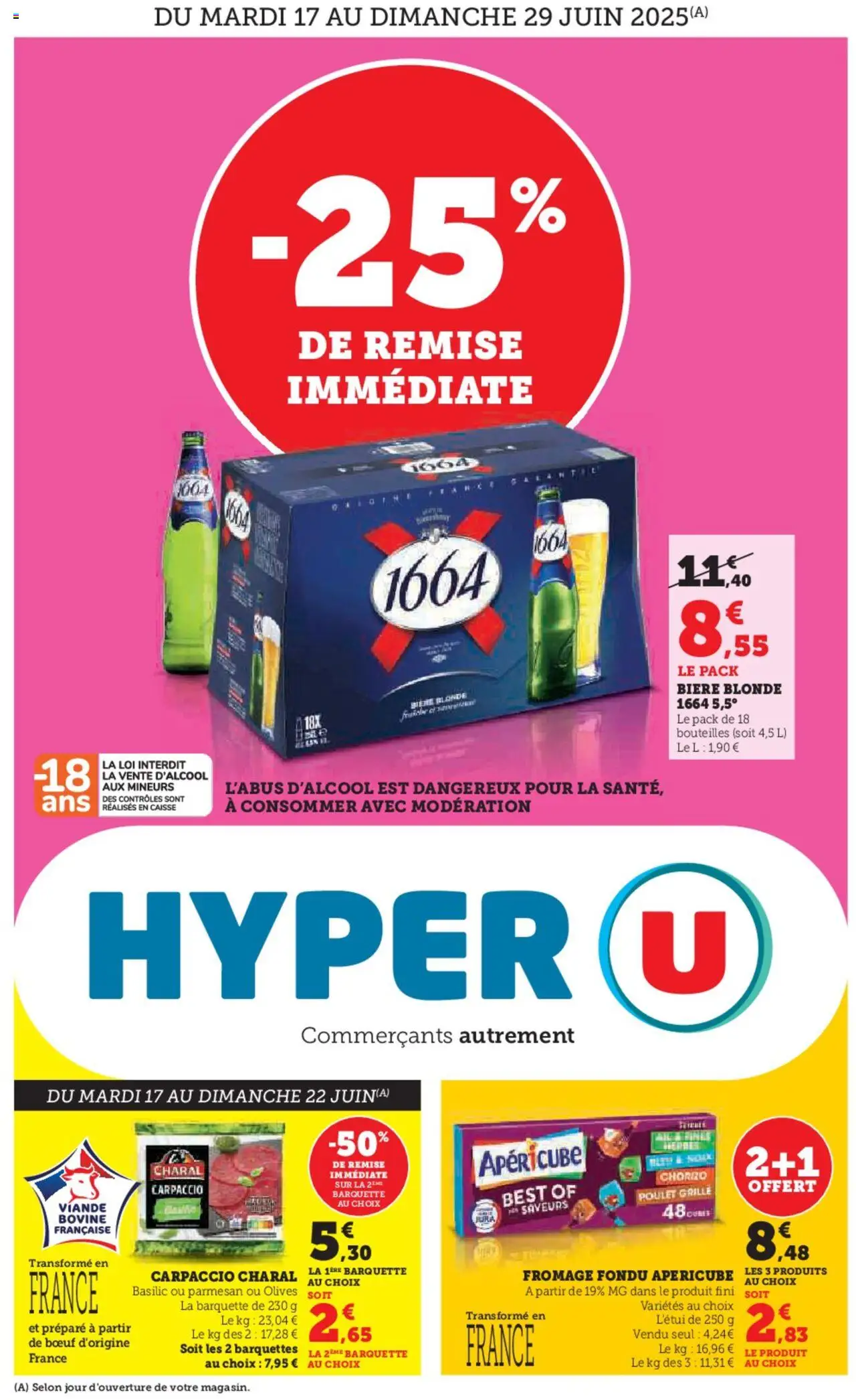  | Page: 1 | Produits: Biere blonde 1664, Parmesan, Viande, Bière