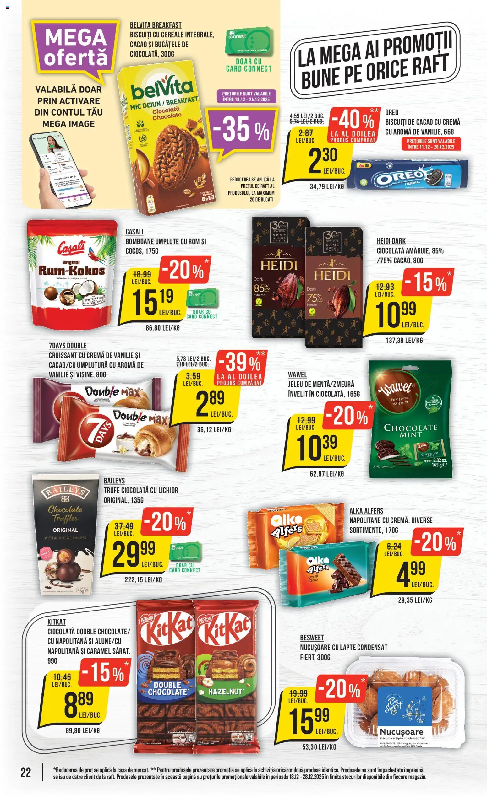 Noul catalog Mega Image – valabil de la 18.12.2025 | Pagină: 22 | Produse: Lichior, Lapte, Bomboane, Biscuiți
