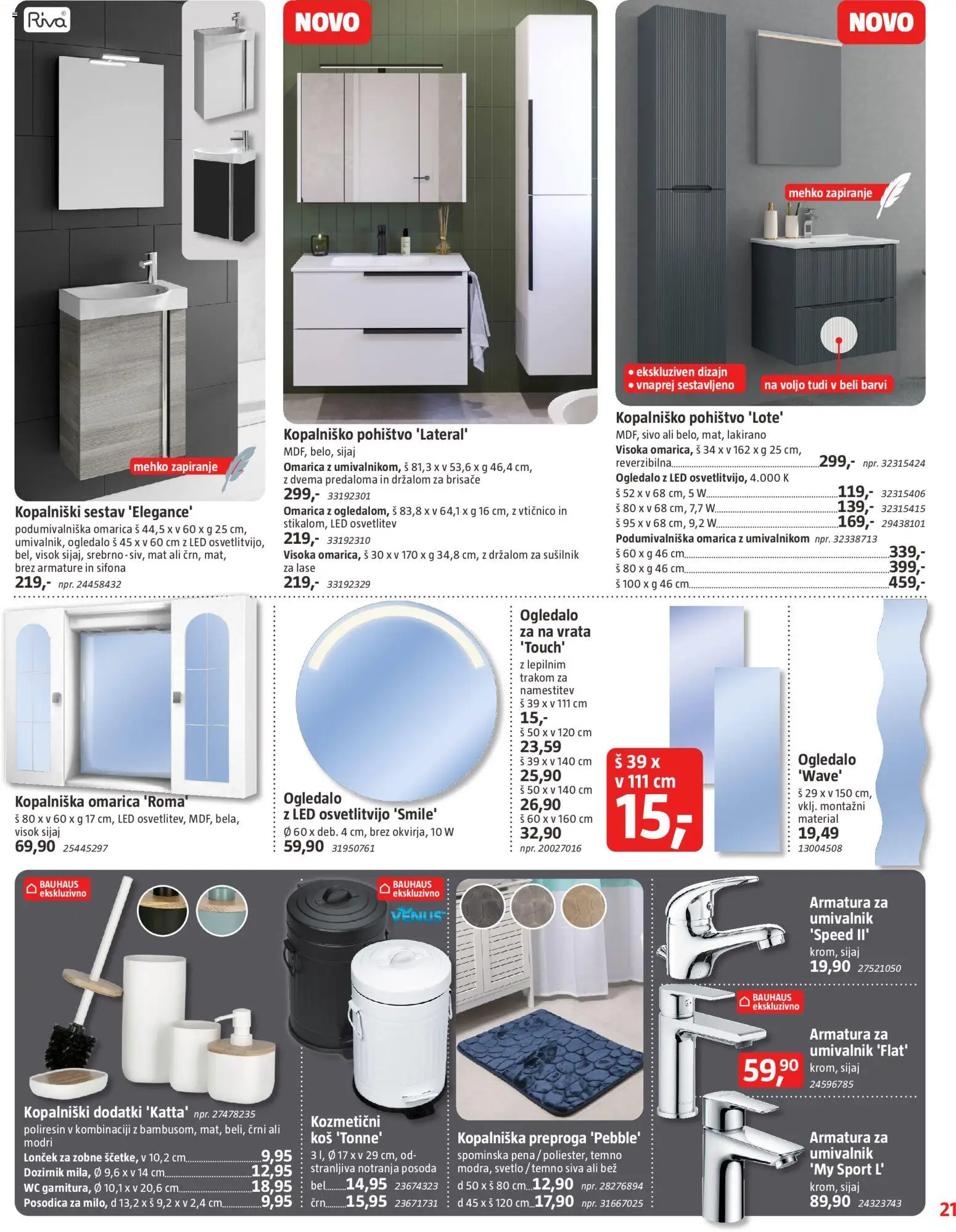 Novi Bauhaus katalog ponudbe – veljaven od 06.11.2025 | Stran: 21 | Izdelki: Kos, Preproga, Umivalnik, Omarica