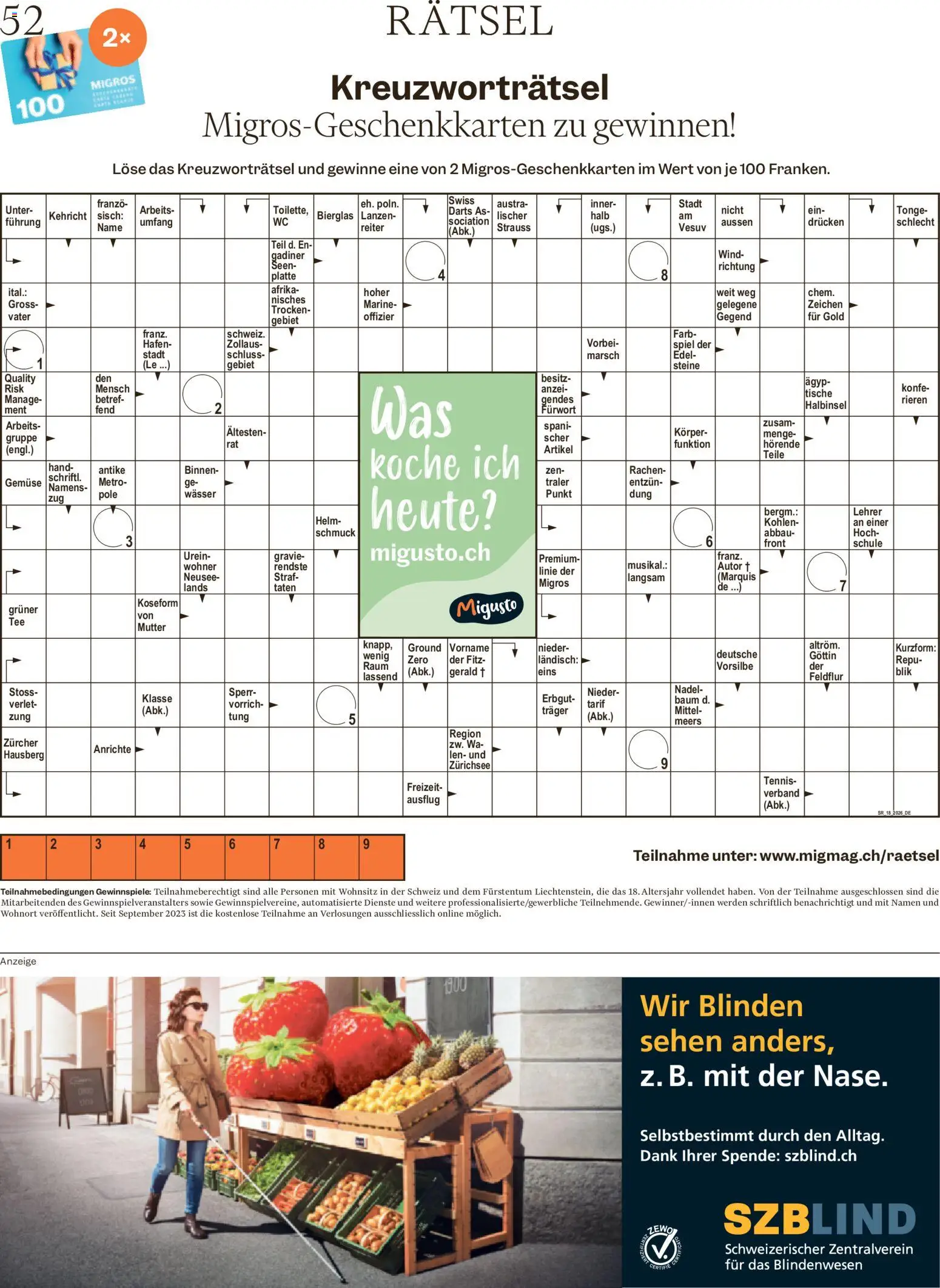 Migros aktionen Magazin – gültig ab 29.04.2026 | Seite: 52 | Produkte: Anrichte, Gemüse, Sehen, Spiel