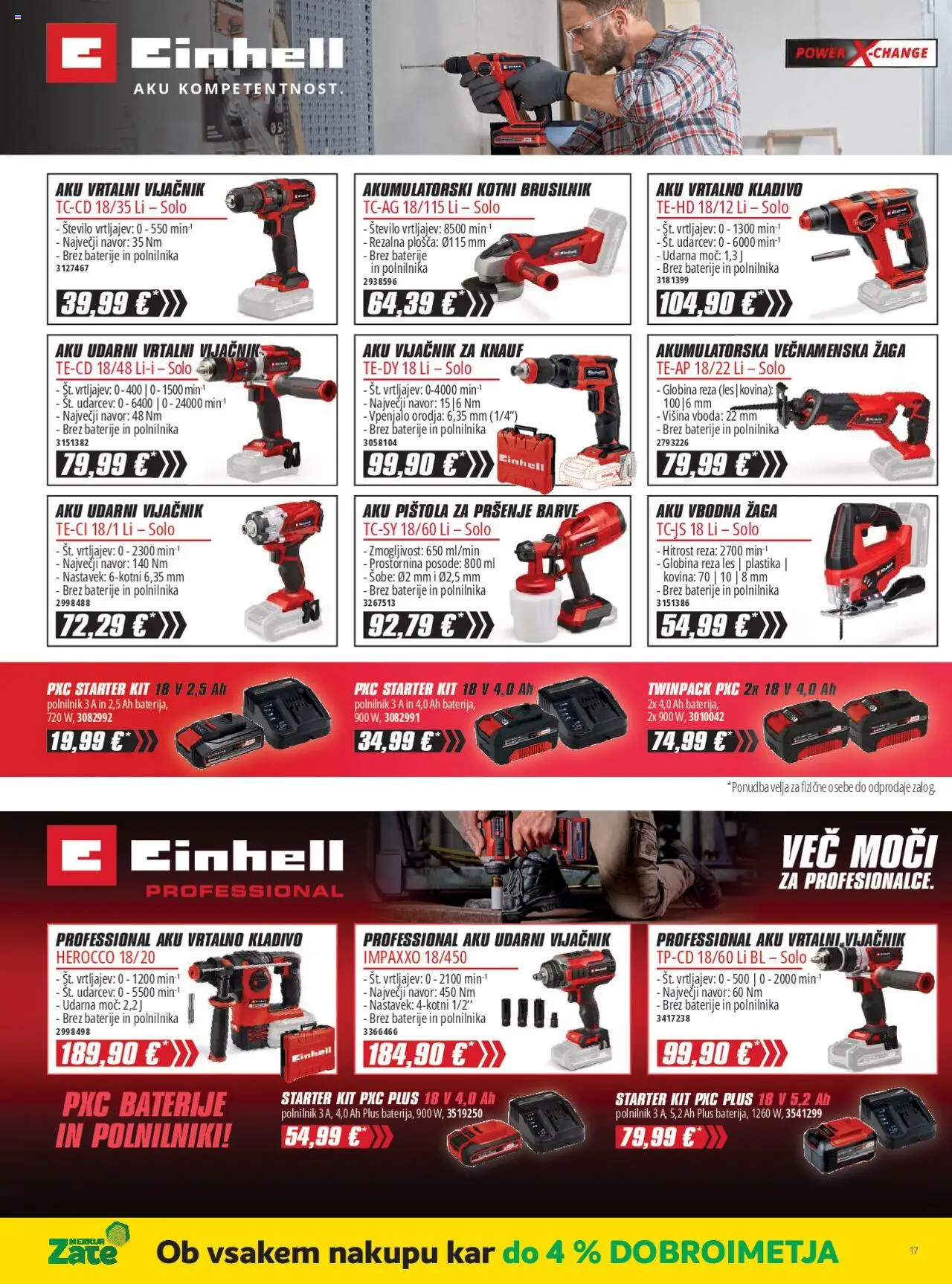 Novi Merkur katalog ponudbe – veljaven od 01.10.2025 | Stran: 28 | Izdelki: Baterije, Polnilnik, Brusilnik, Kladivo