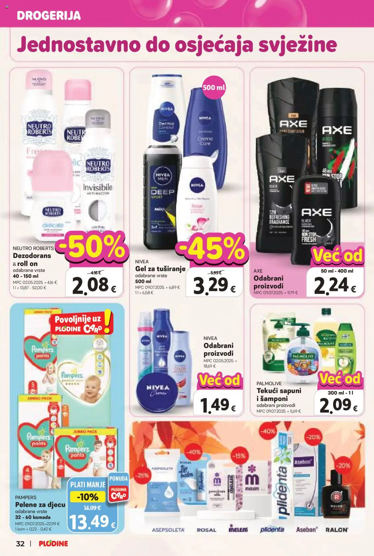 Plodine katalog | vrijedi od 22.10.2025 | Stranica: 32 | Proizvodi: Pelene, Roll on, Melem, Nivea