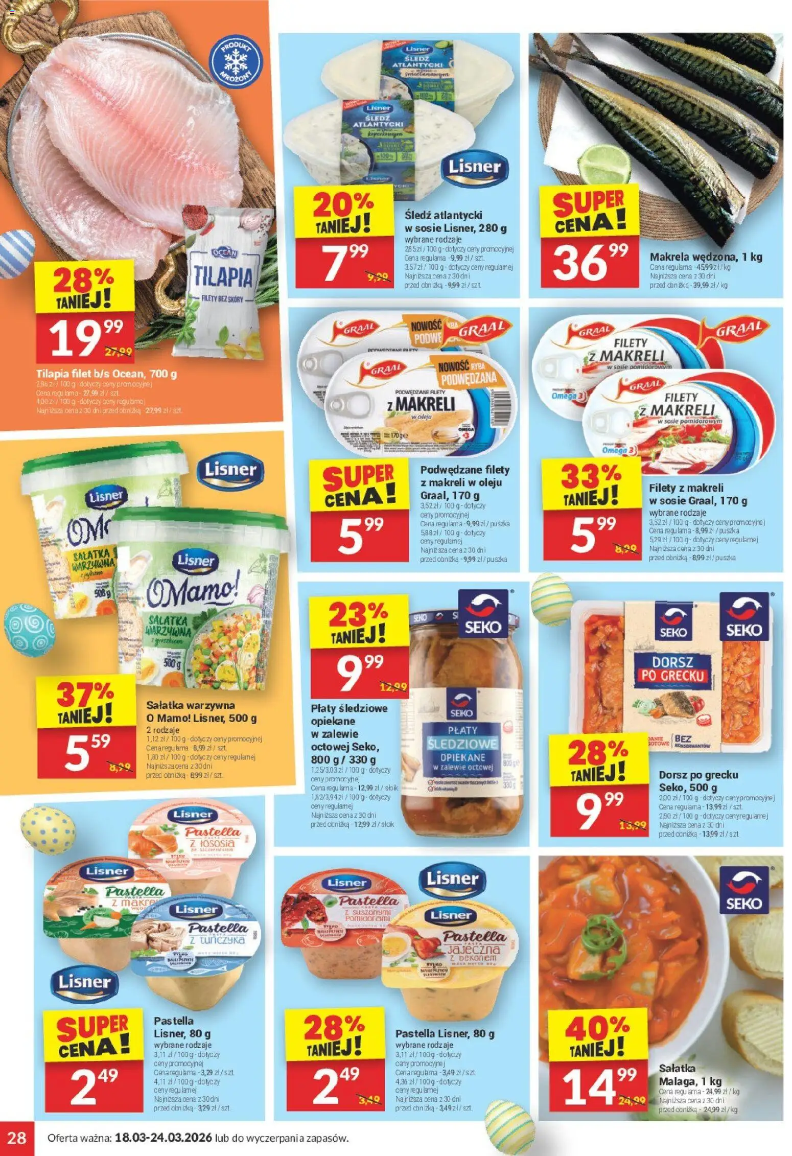 Twój Market gazetka od 18.03.2026 | Strona: 28 | Produkty: Śledź, Dorsz, Makrela, Ryba