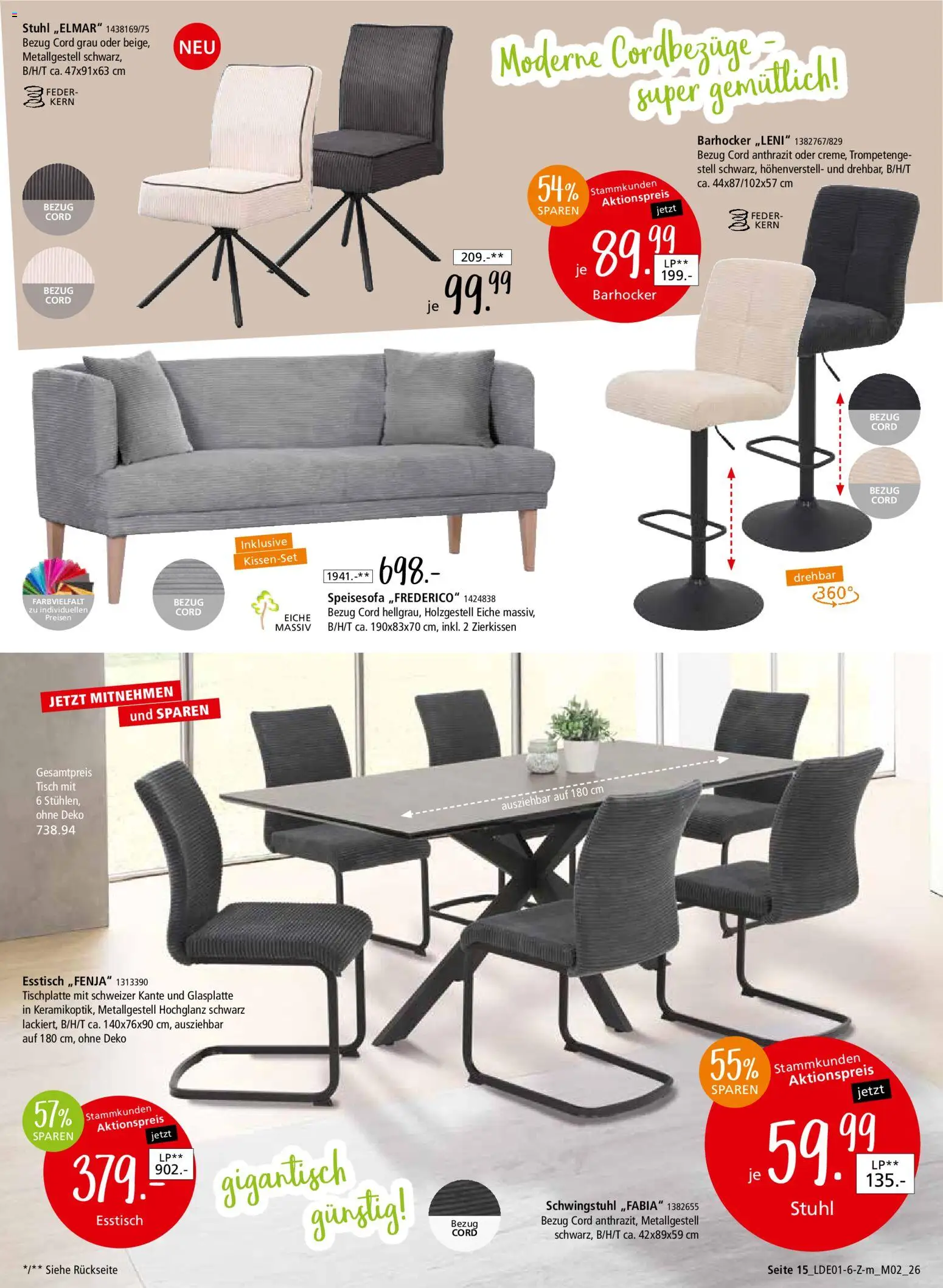 Zurbrüggen Z2 unschlagbar günstig – gültig ab 27.01.2026 | Seite: 19 | Produkte: Esstisch, Barhocker, Tisch, Stuhl