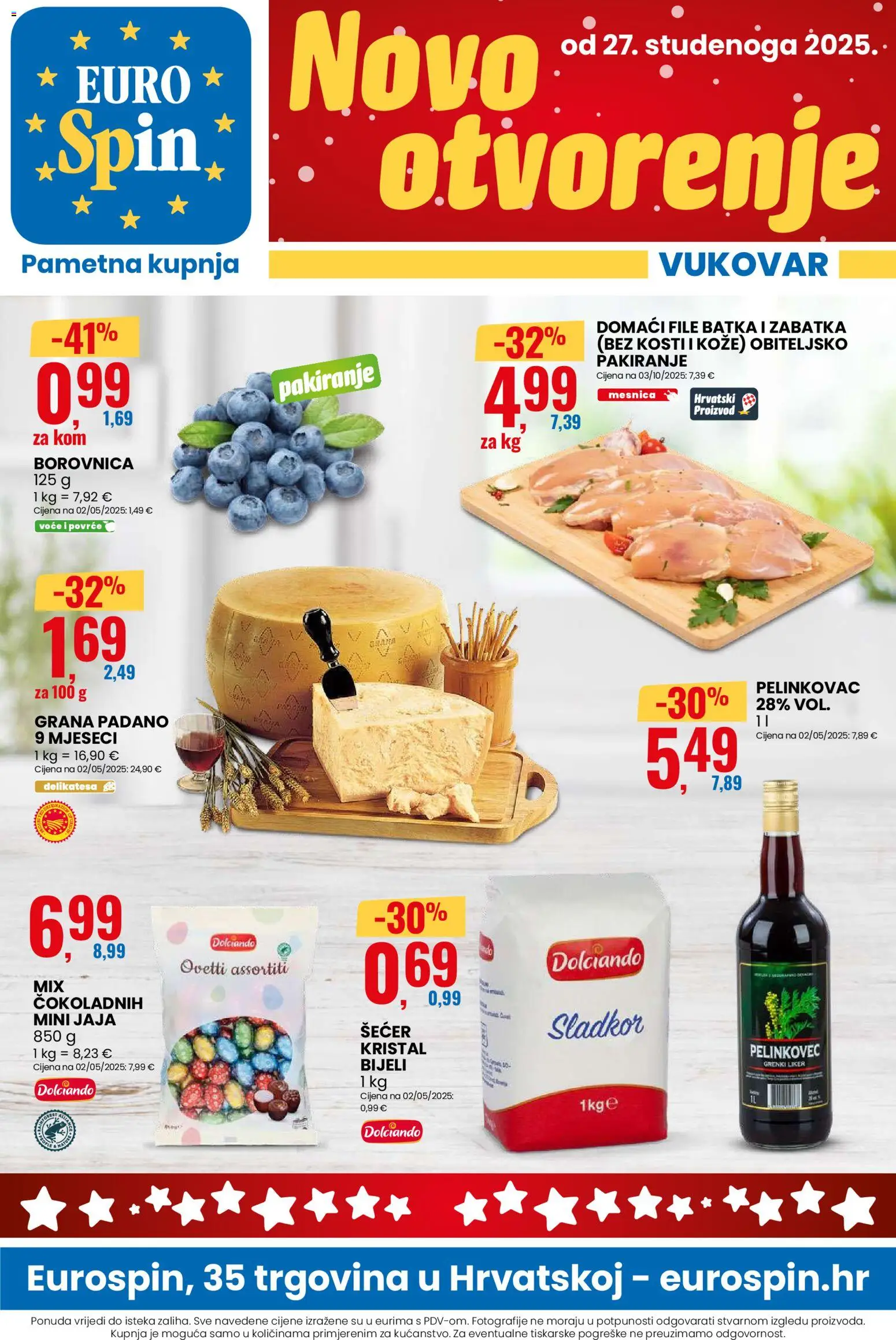 Eurospin katalog | vrijedi od 24.11.2025 | Stranica: 1 | Proizvodi: Jaja, Povrće, Voće, Liker