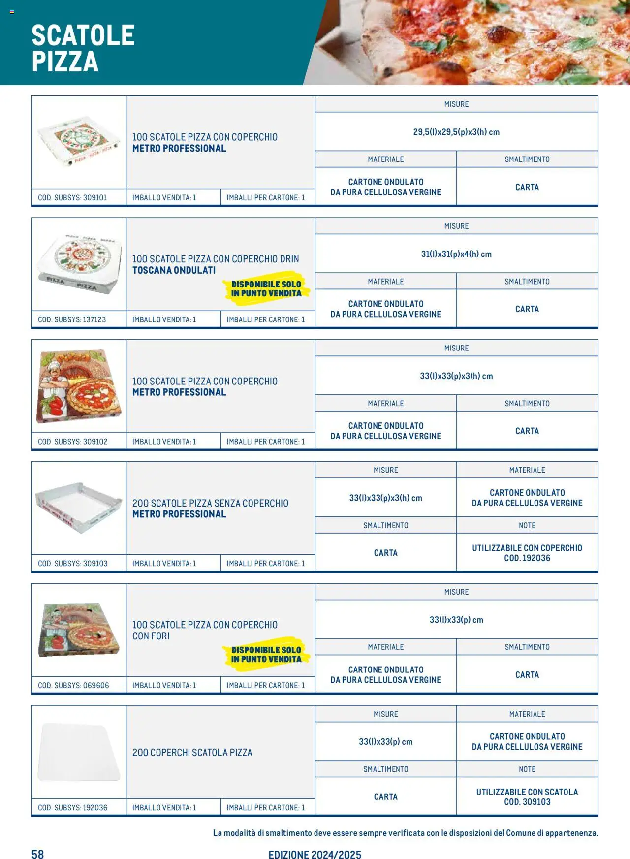 Volantino Metro del 22.07.2024 | Pagina: 58 | Prodotti: Pizza, Metro, Scatola