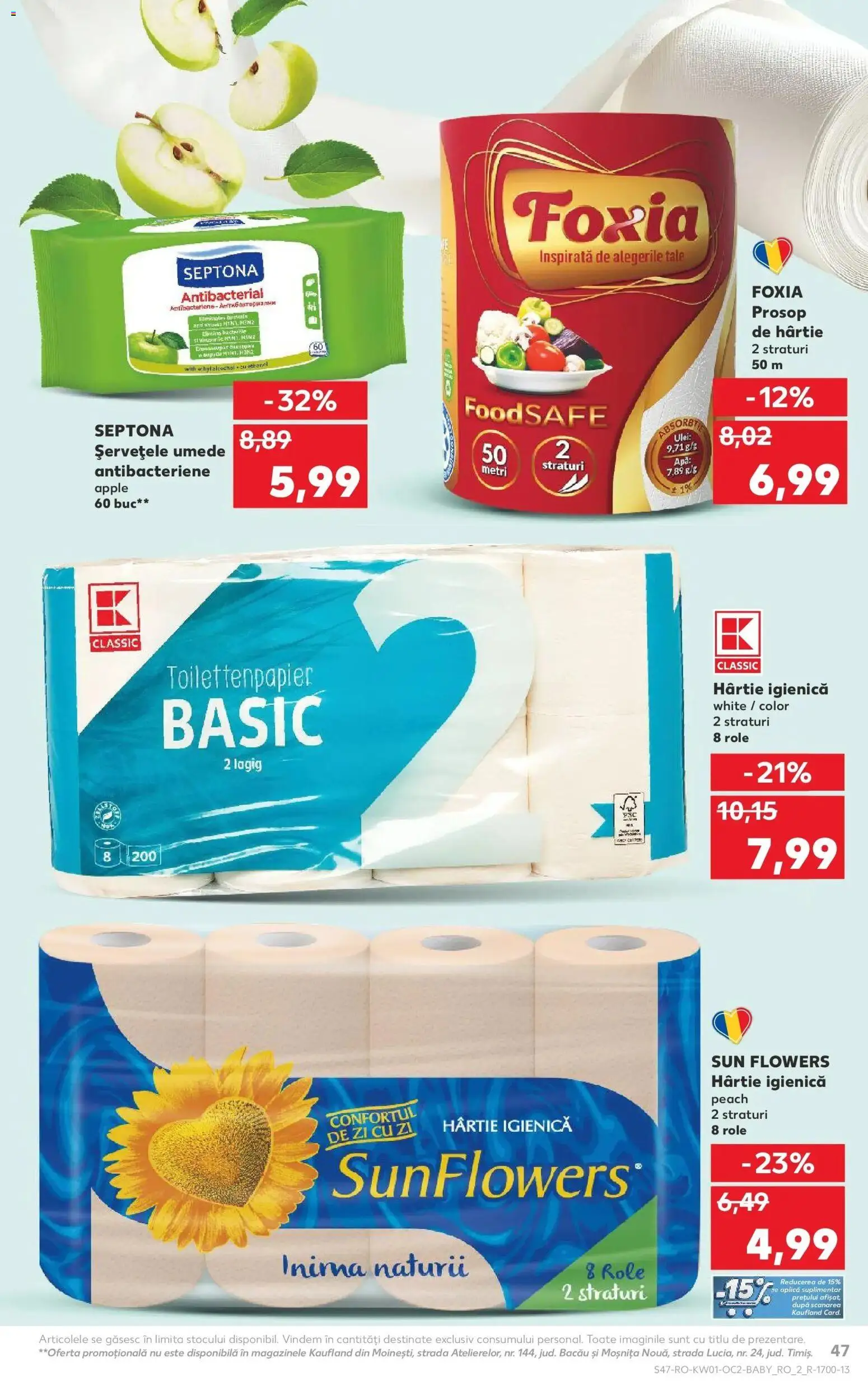 Noul catalog Kaufland – valabil de la 31.12.2025 | Pagină: 47 | Produse: Role, Apple, Ulei, Șervețele umede