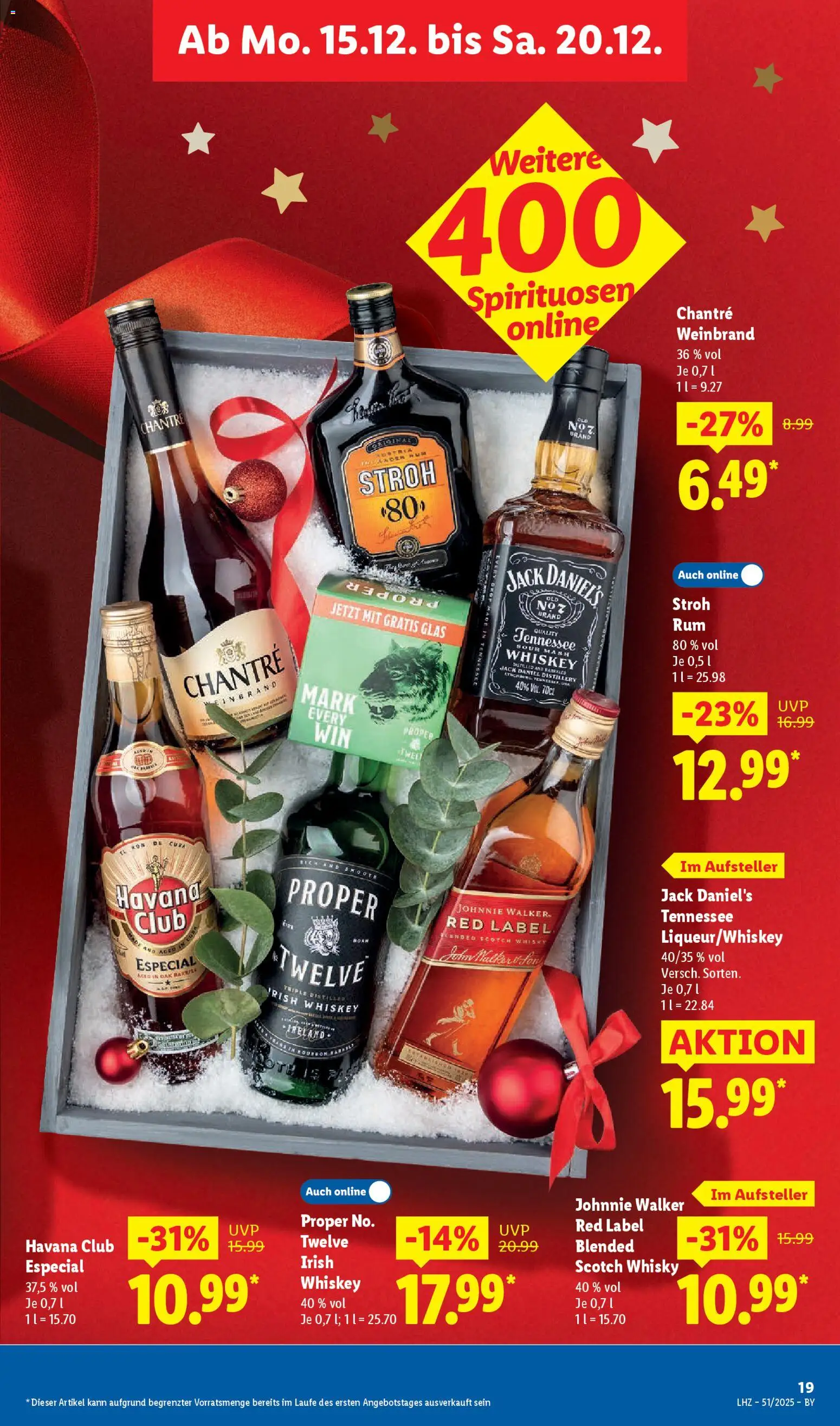Lidl Prospekt Traunreut – gültig ab 15.12.2025 | Seite: 31 | Produkte: Havana club, Whisky, Whiskey, Johnnie walker