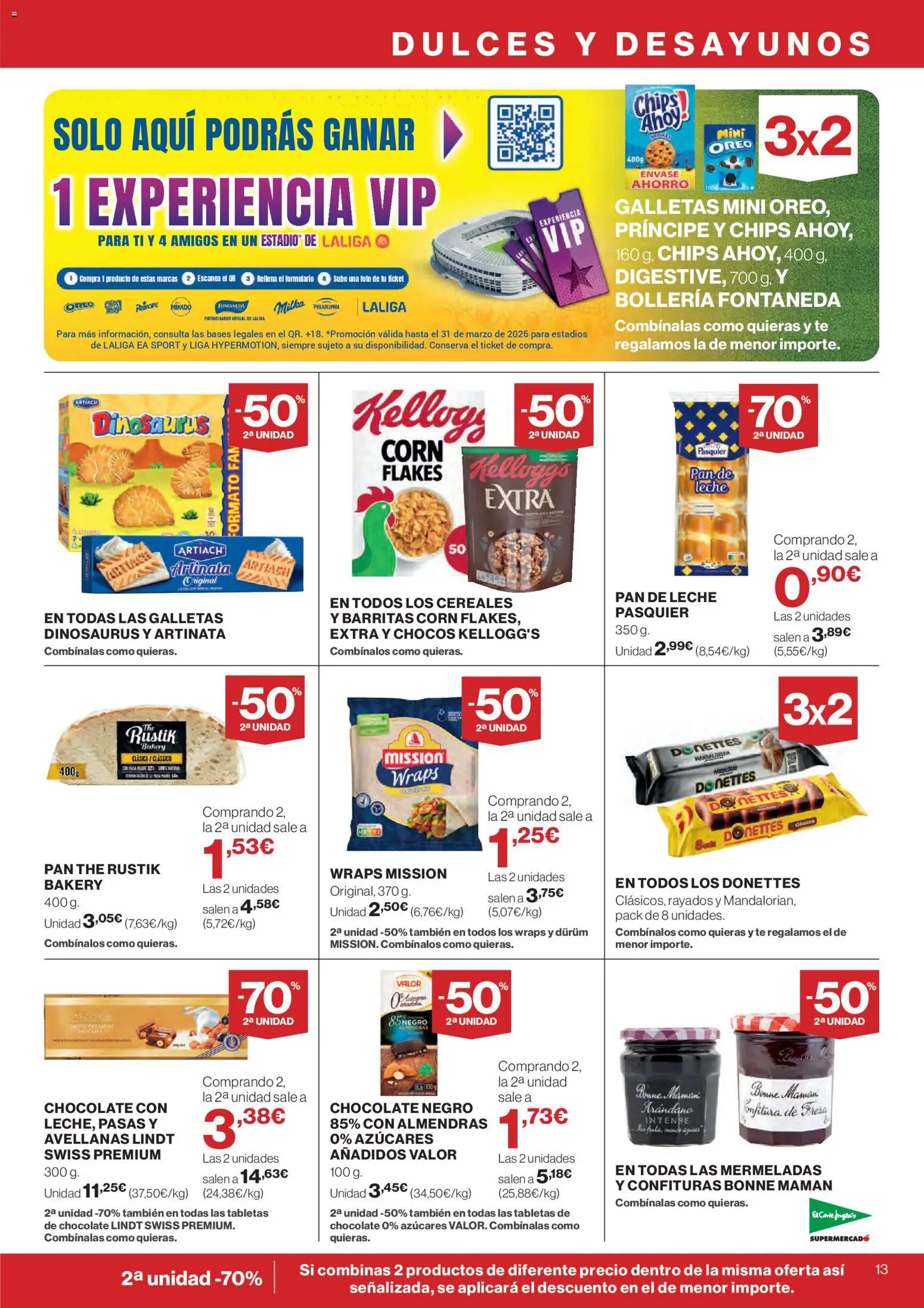El Corte Inglés ofertas │ válido desde el 12.03.2026 | Página: 13 | Productos: Leche, Pan, Κεραία, Galletas