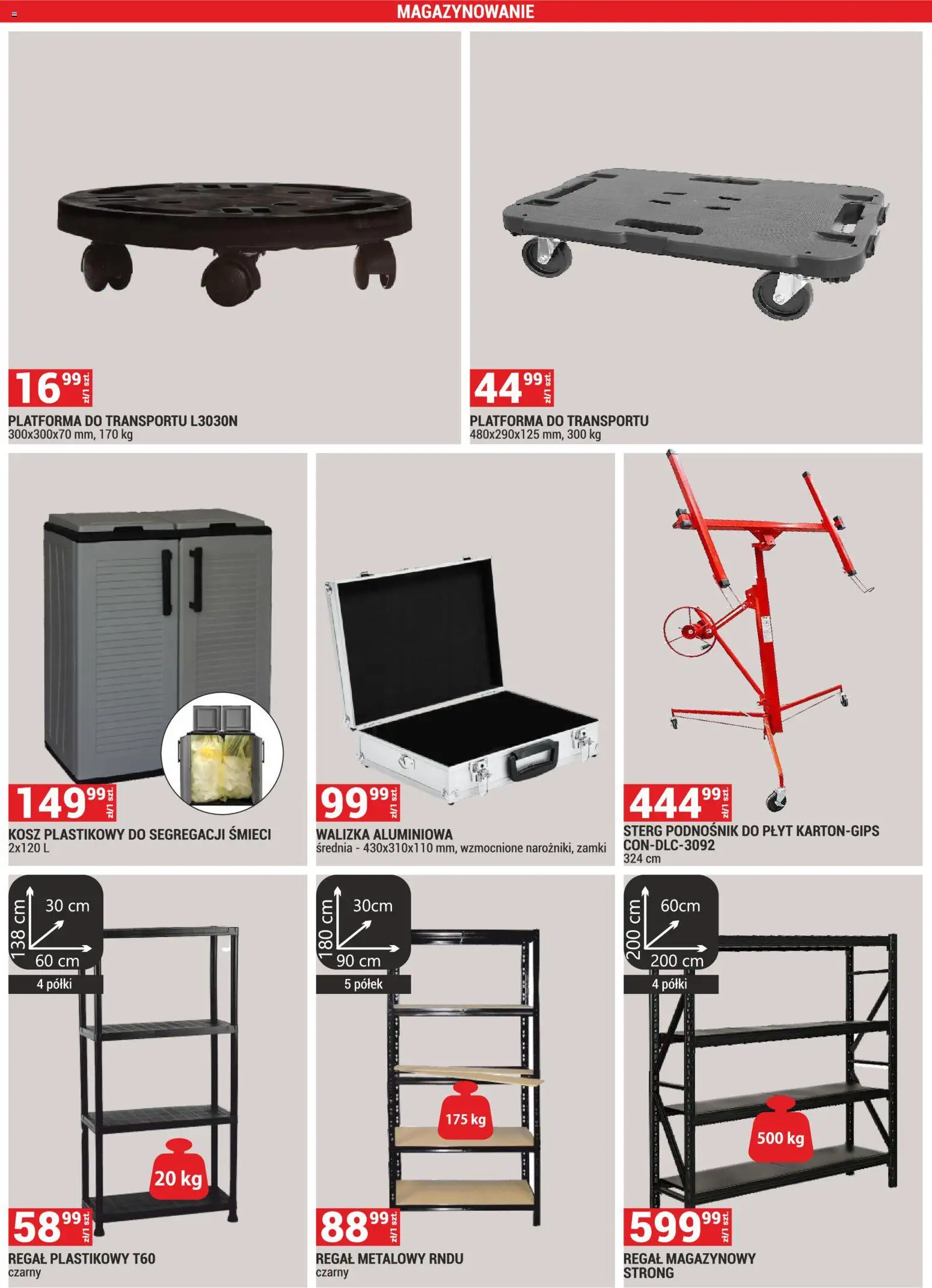 Merkury Market Gazetka od 01.02.2026 | Strona: 45 | Produkty: Regał magazynowy, Walizka, Regał plastikowy, Regał