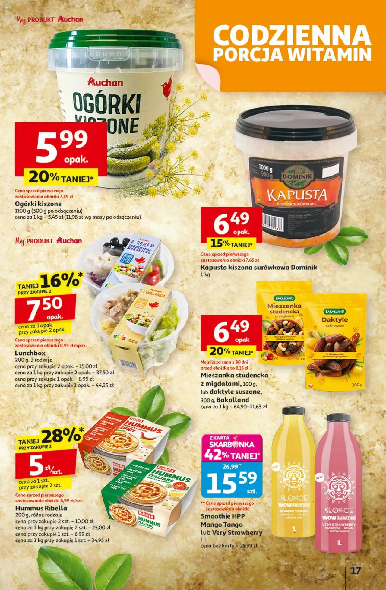 Auchan Gazetka - Wielkie przeboje cenowe Hipermarket od 02.10.2025 | Strona: 17 | Produkty: Mango, Smoothie, Nasiona, Hummus