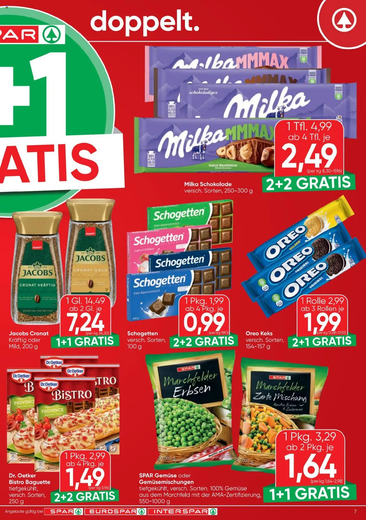 Spar Flugblatt gültig ab 09.10.2025 | Seite: 7 | Produkte: Gemüse, Erbsen, Jääkaappipakastin, Schokolade